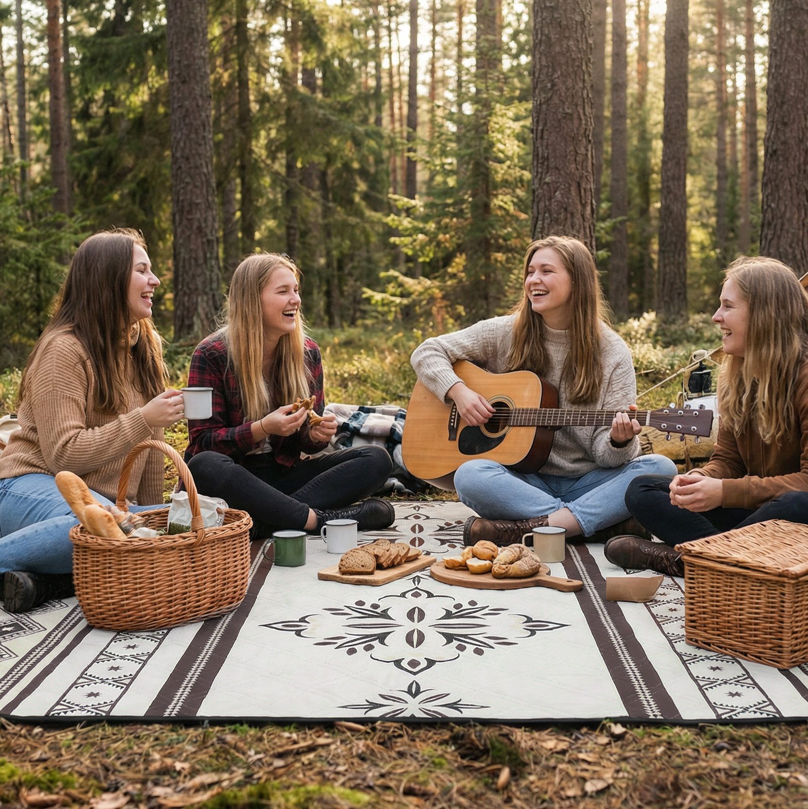 Picknickdecke Picknickdecke 200 x 200 cm Campingdecke Wasserdicht, 3 Schichten, Sekey, Campingdecke Wärmeisoliert mit Wasserdichter Unterseite