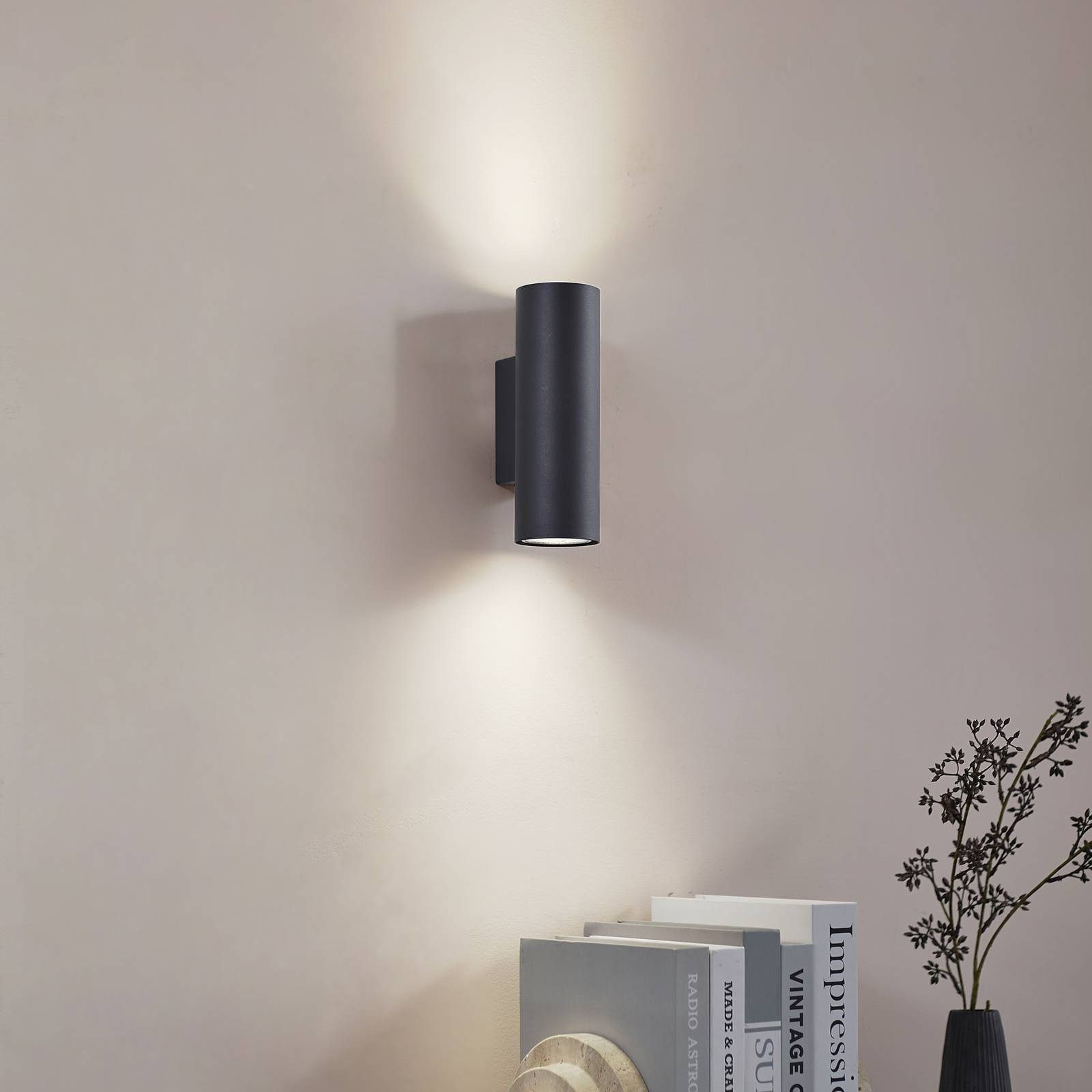 Lindby Wandleuchte Joffrey, Metall, Schwarz IP20, 2 x 10 W LED