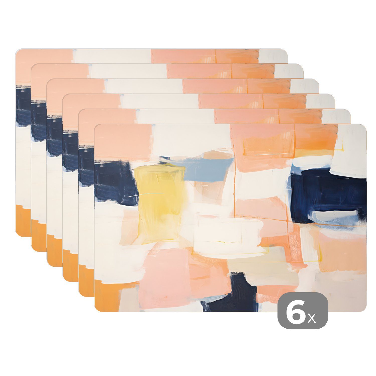 Abstrakt Tischmatten, (6-St), - Schmutzabweisend Rosa Platzdecken, MuchoWow, Platzset, Platzmatte, Platzset, Pastell, - Kunst -