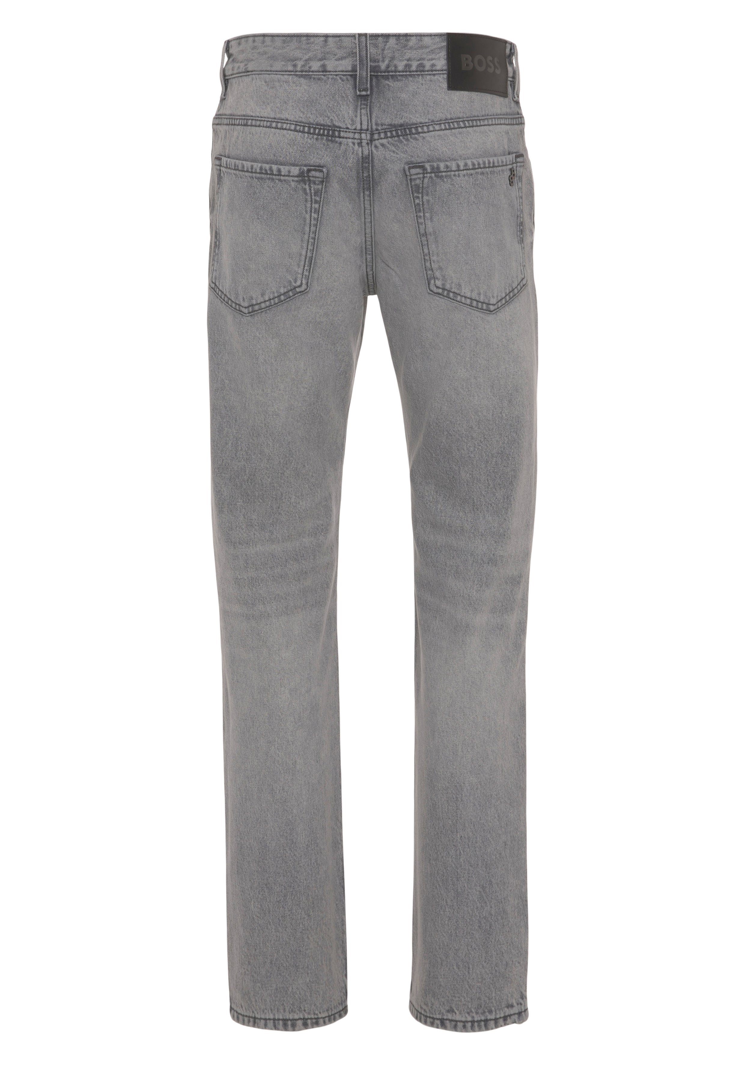 BOSS ORANGE Gerade Jeans mit Leder-Badge günstig online kaufen
