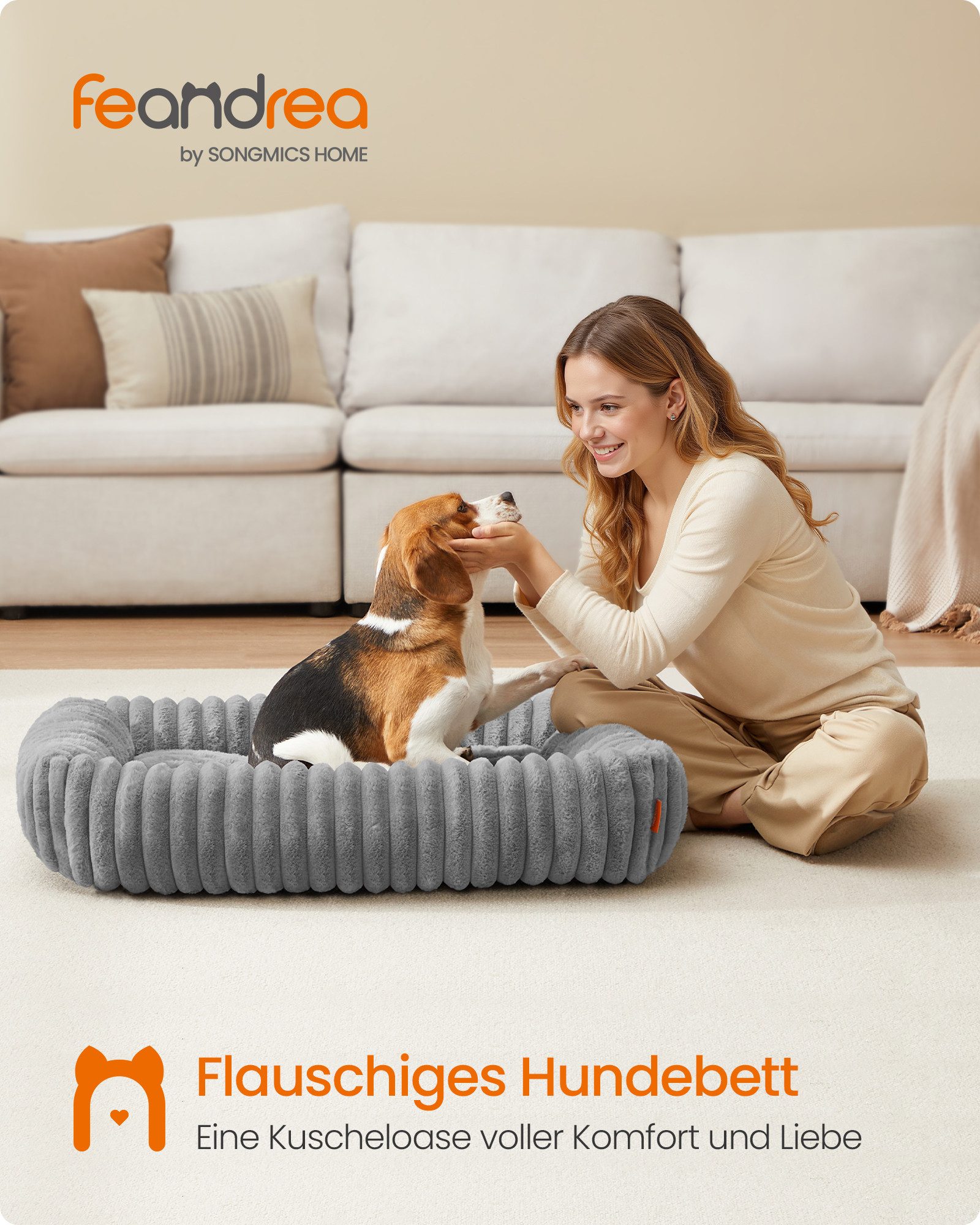 FEANDREA Hundebett, großes orthopädisches Hundekörbchen, Hundekissen Hundem günstig online kaufen