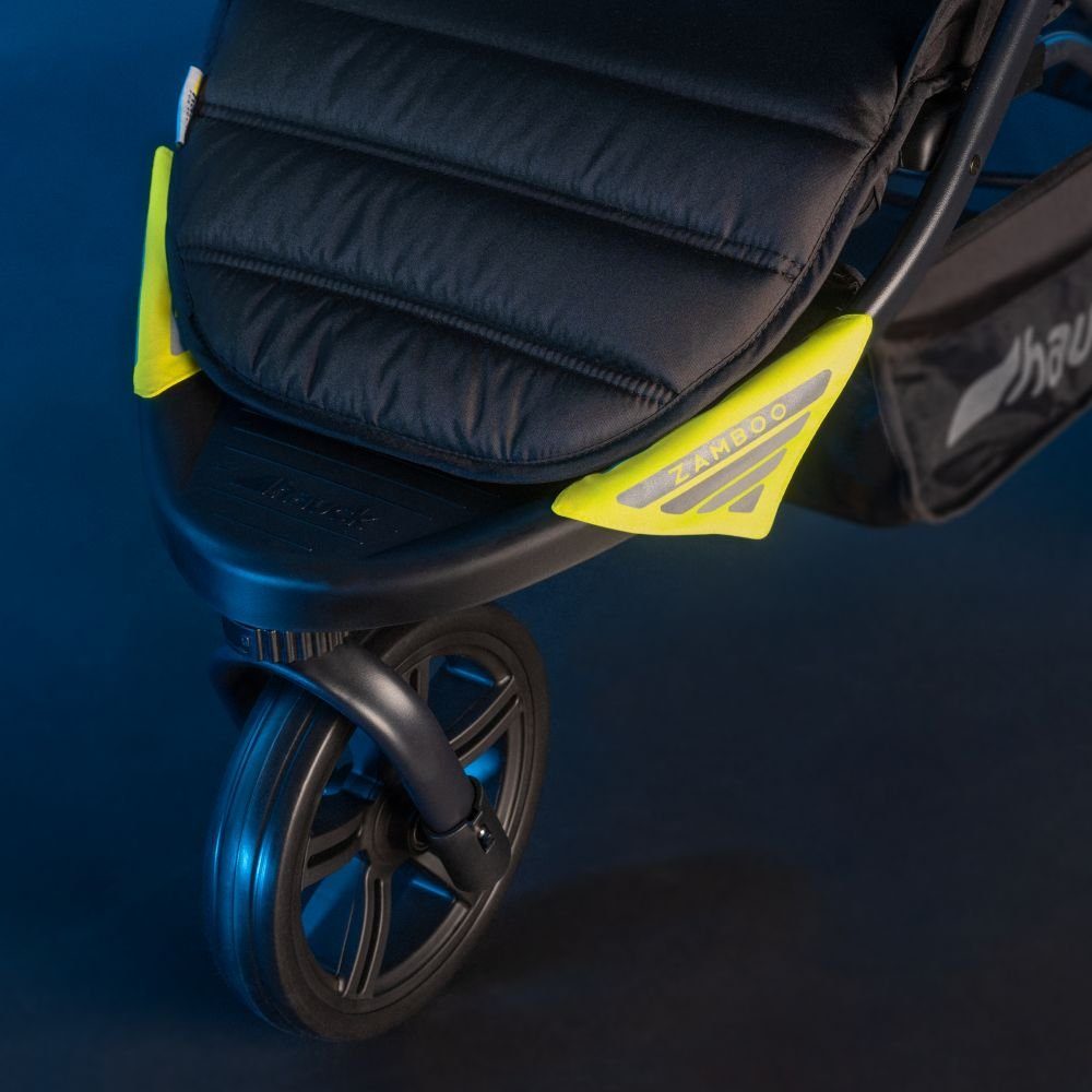 Kinder-Buggy Set Kinderwagen Zamboo Sportwagen, für Buggy, Fahrrad Universal Anhänger Gelb, Pack Sicherheits-Reflektoren - Reflektor 4er