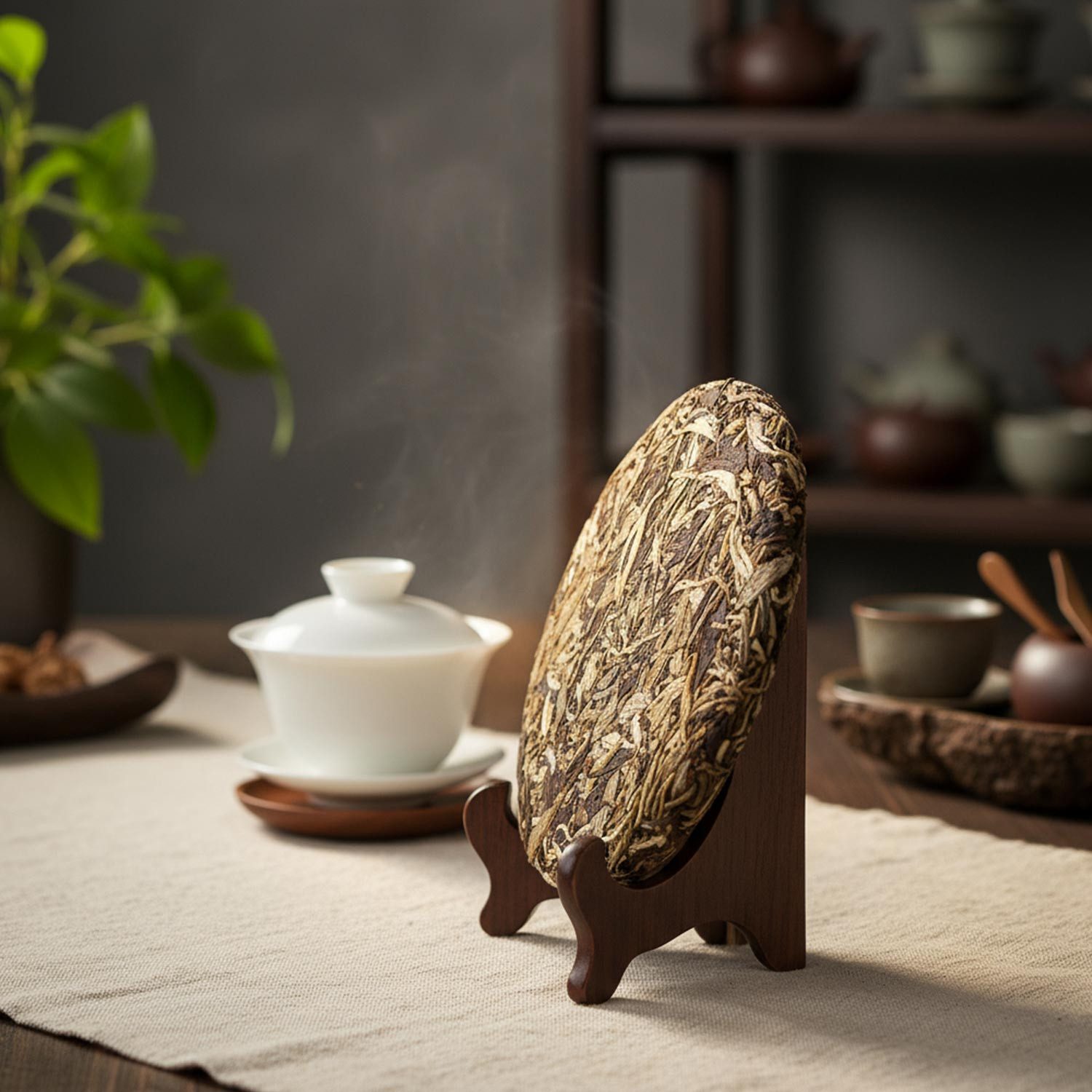 tea exclusive Tee Pu-Erh 2021 White Moonlight Ancient Tree, China, Fladen 200g, Mild, elegant und lieblich mit leichten Fruchtaromen.