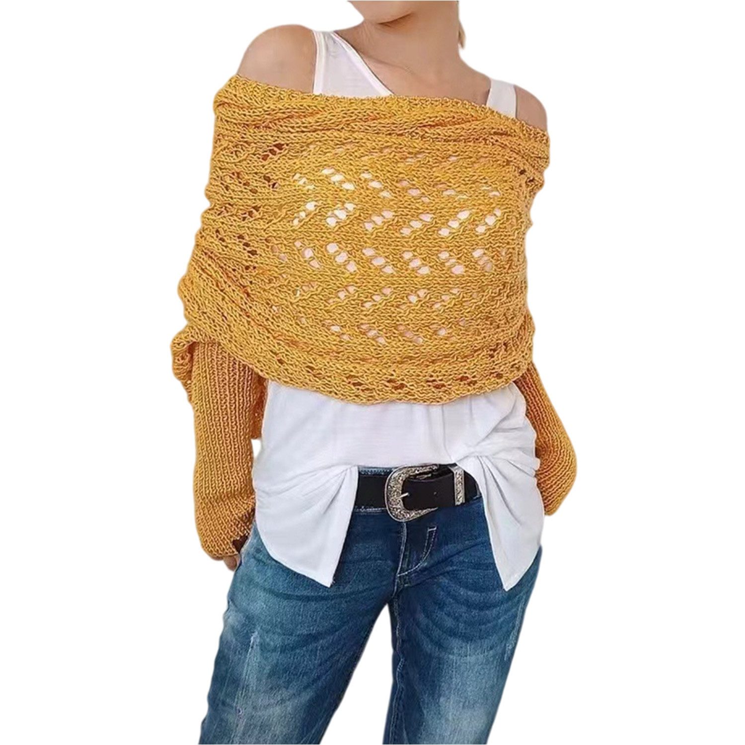 Refttenw Schal mit Ärmeln Damen WickelPullover günstig online kaufen