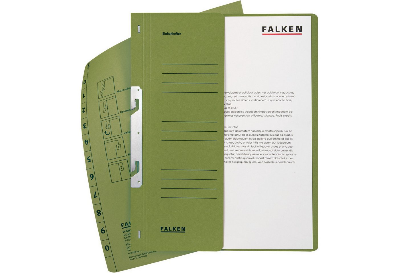 Thumbnail - Falken Hefter Einhakhefter 250g A4 grün, halber Deckel, Manilakarton