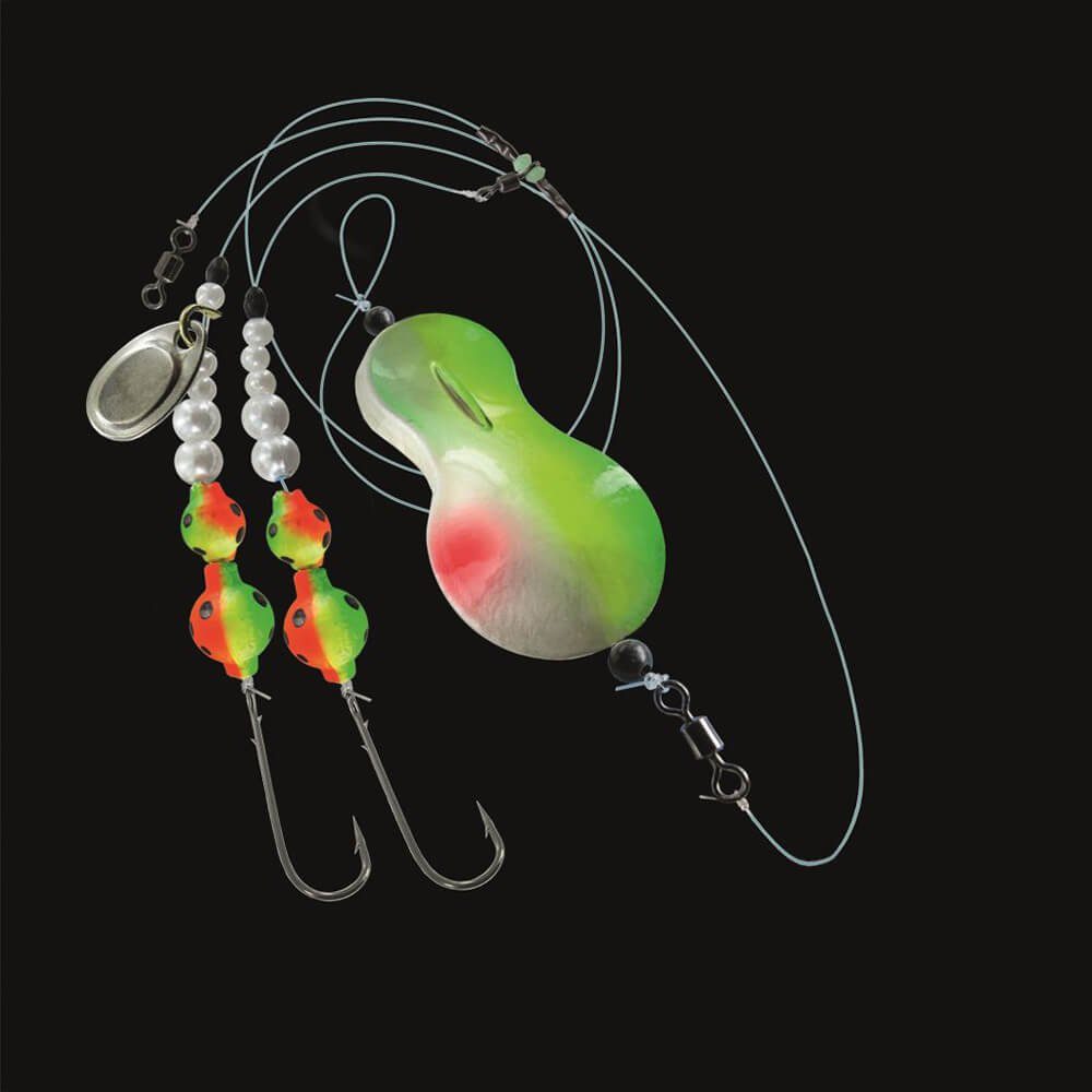 Vorfachschnur Jenzi Inline-Buttlöffel montiert 110cm UV Grün Weiß