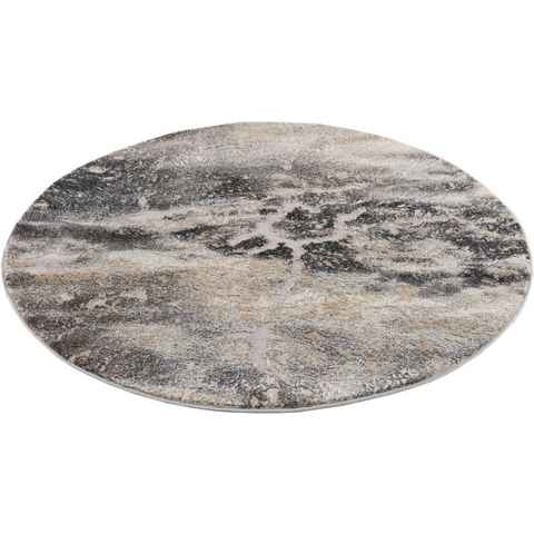 Teppich Marmor, my home, rund, Höhe: 12 mm, Marmor-Optik