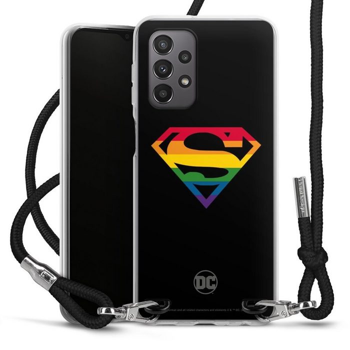 DeinDesign Handyhülle Superman Regenbogen Offizielles Lizenzprodukt Samsung Galaxy A23 5G Handykette Hülle mit Band Case zum Umhängen