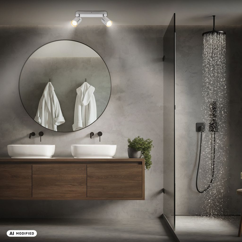 Briloner Leuchten LED Deckenleuchte Deckenlampe IP44 schwenkbar GU10 2-flammig, ohne Leuchtmittel, Abhängig vom Leuchtmittel - Warmweiß / Neutralweiß / Kaltweiß, 27x8,5 cm, Wohnzimmer, Schlafzimmer, Badezimmer, Büro