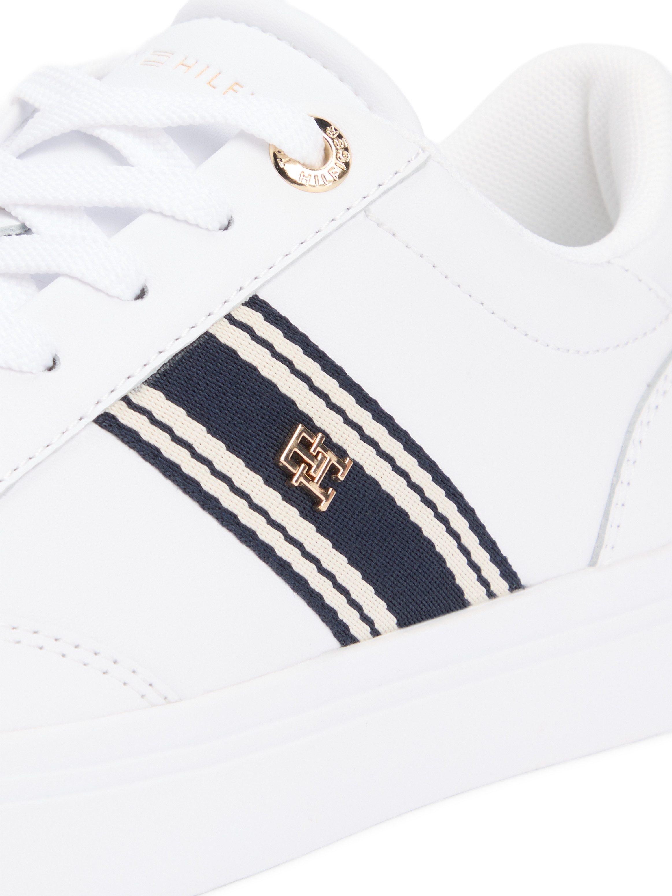 Tommy Hilfiger TH CHIC CUPSOLE WEBBING Plateausneaker Freizeitschuh, Halbschuh, Schnürschuh mit Kontrast-Textilstreifen