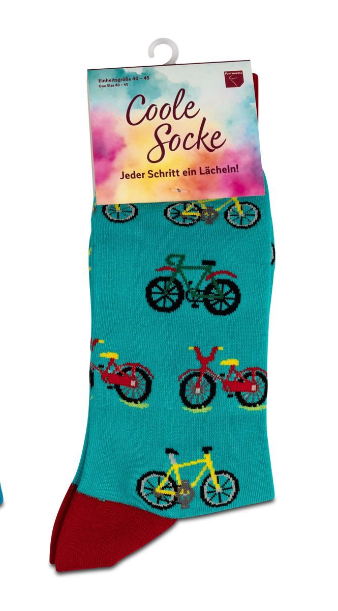 Socken Coole Socke Fahrrad türkis - One Size 40 - 45