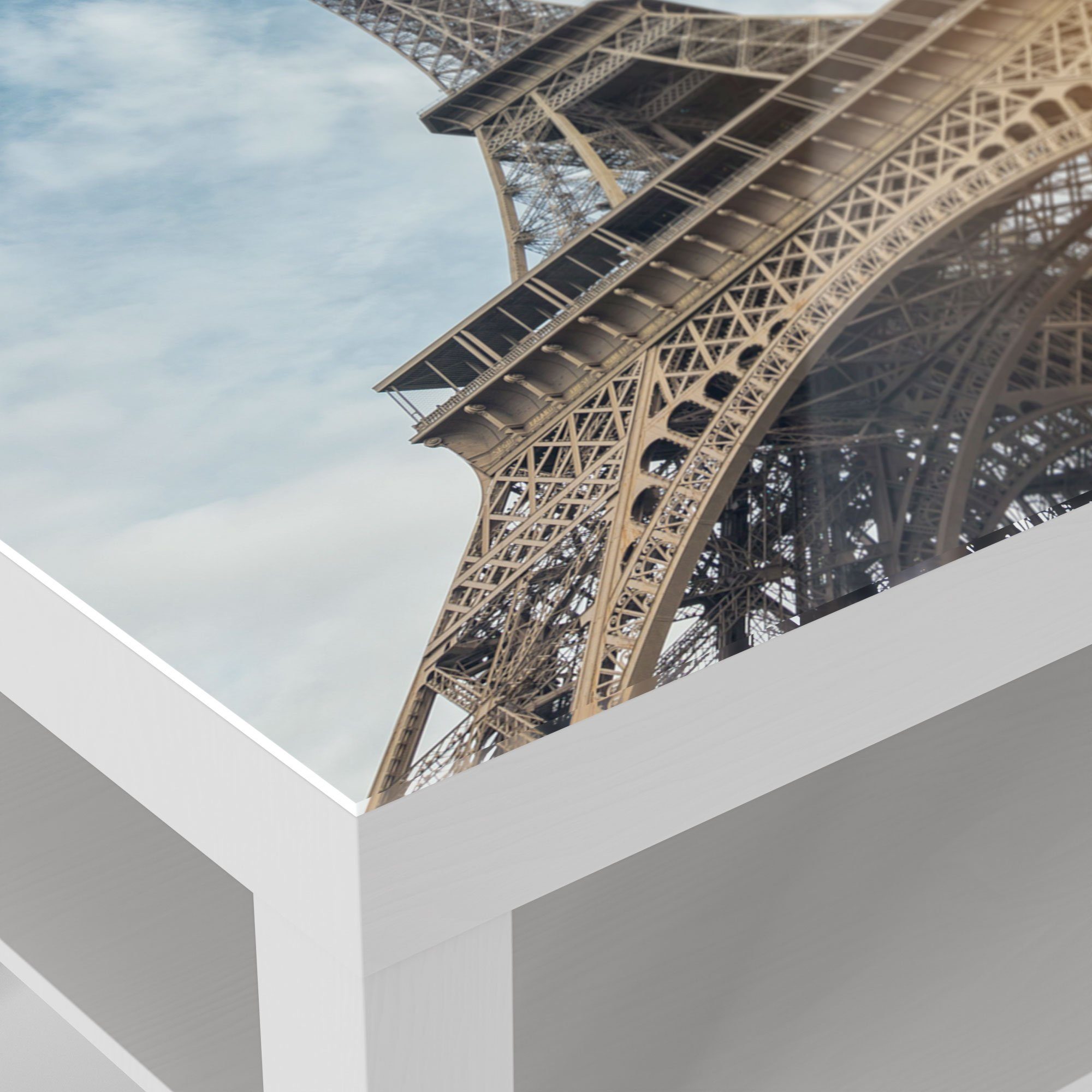 modern Weiß Fuße Eiffelturms', des Couchtisch Beistelltisch Glas DEQORI Glastisch 'Am
