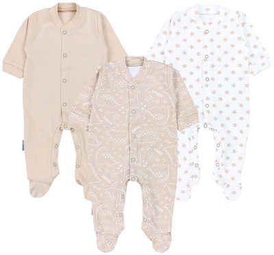 TupTam Schlafoverall Baby Jungen Schlafstrampler Langarm Schlafanzug mit Fuß 3er Pack