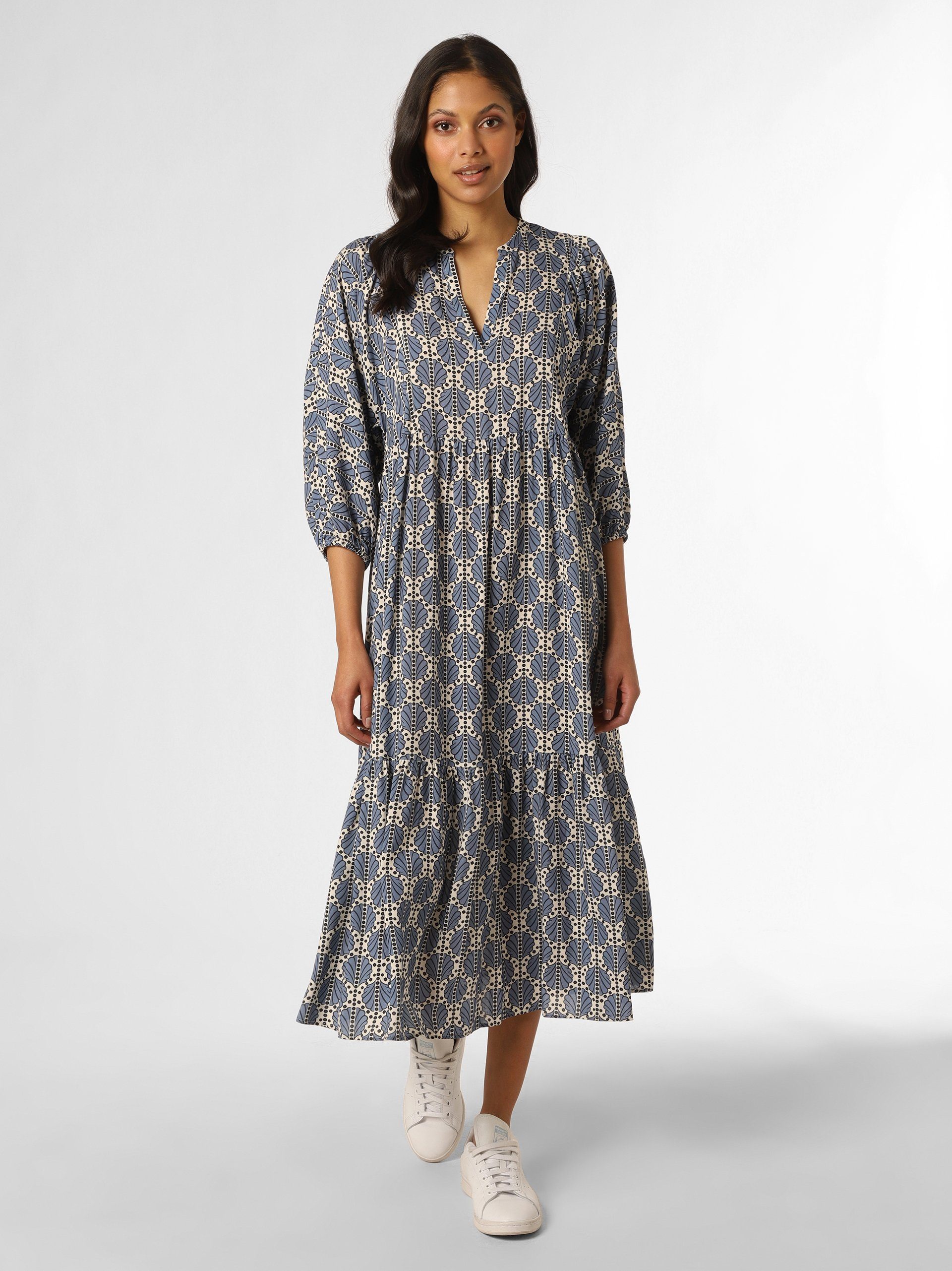 blau ecru Marie A-Linien-Kleid Lund