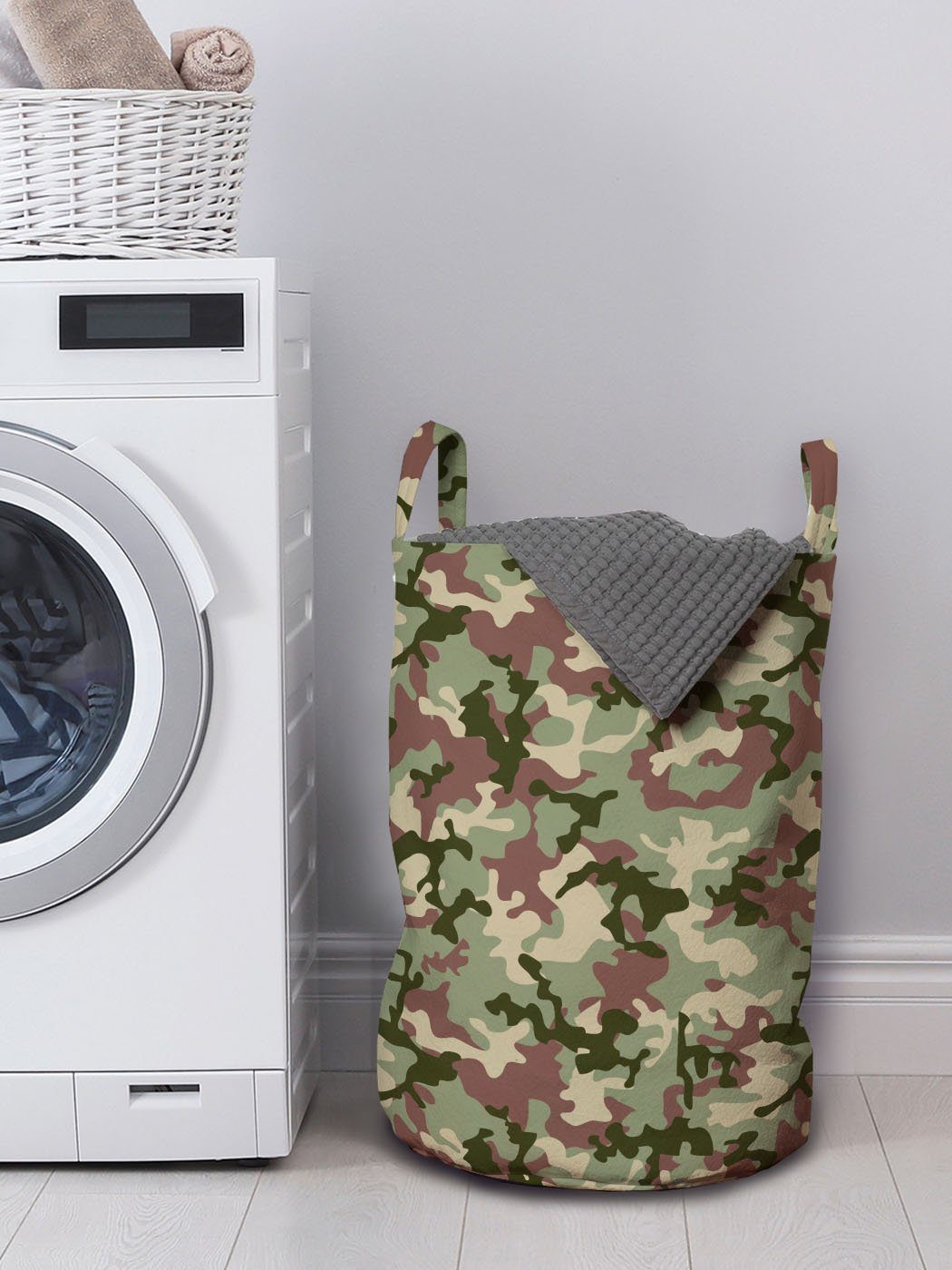 Wäschesäckchen Waschsalons, für Griffen mit in Kordelzugverschluss Farben Wäschekorb Muster Camo Abakuhaus Forest