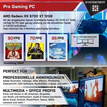 SYSTEMTREFF Gaming-PC-Komplettsystem (27", AMD Ryzen 5 5500, Radeon RX 6700 XT, 16 GB RAM, 512 GB SSD, Windows 11, WLAN)