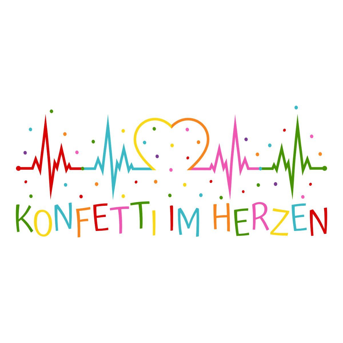 Spreadshirt Aufkleber Konfetti im Herzen Herzschlag Herz EKG Karneval Sticker Aufkleber
