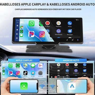 Hikity Wirelesses Apple Carplay & Android Auto Display, 1080P Rückfahrkamera Navigationsgerät