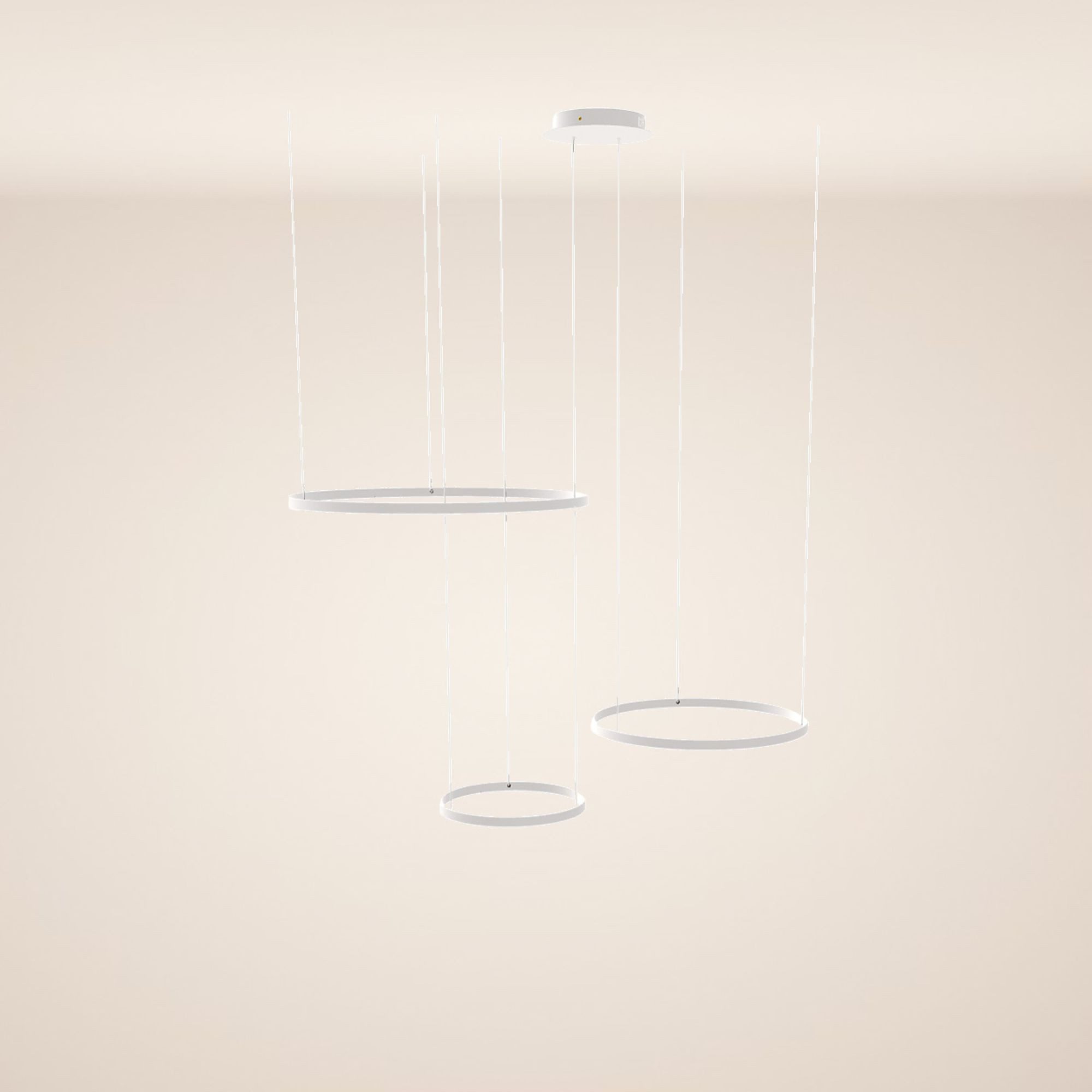 s.luce Pendelleuchte LED 3er-Ring Pendelleuchten Kombination Exzentrisch Weiß, Warmweiß