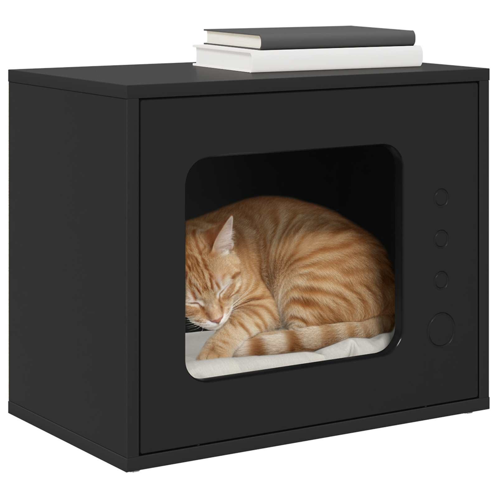 vidaXL Katzenhaus, Katzenhaus Schwarz 51 x 30 x 42 cm Holzwerkstoff