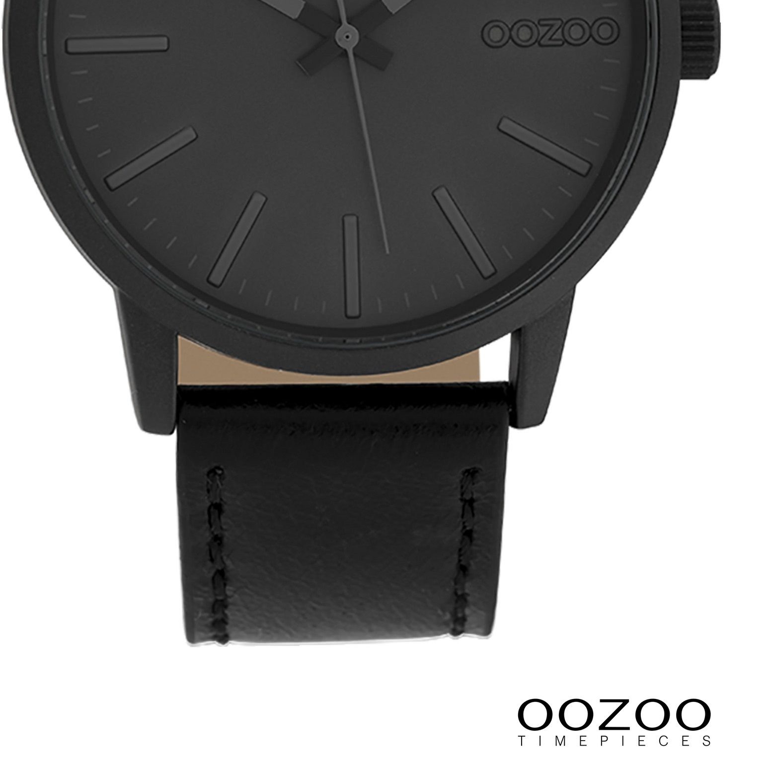 Fashion-Style (ca. extra rund, Armbanduhr Damen Analog, Timepieces Quarzuhr 40mm) Lederarmband, OOZOO Oozoo groß Damenuhr