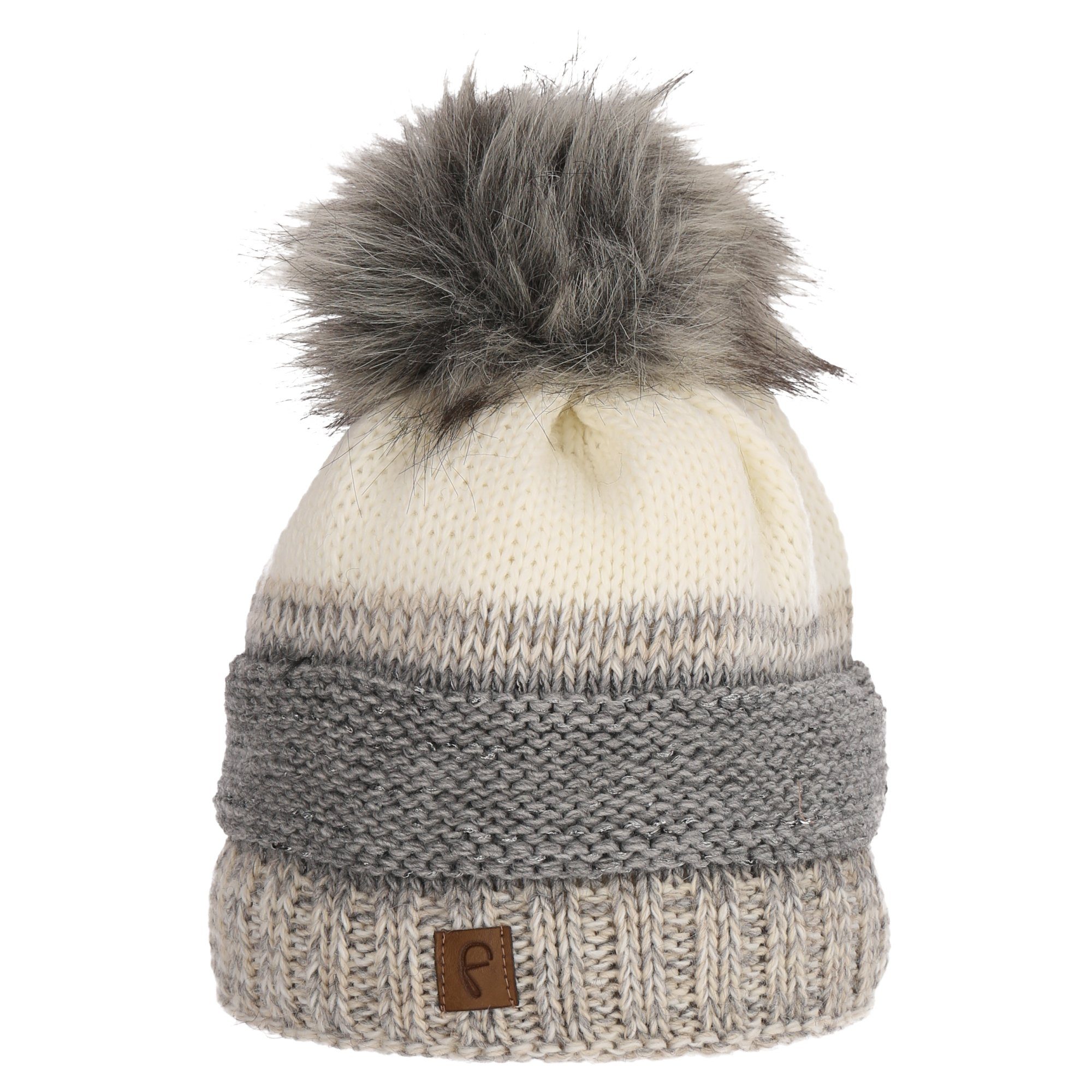 Bommelmütze Wintermütze warm Kunstfell Strick-Mütze Beanie-Mütze Damen Herren