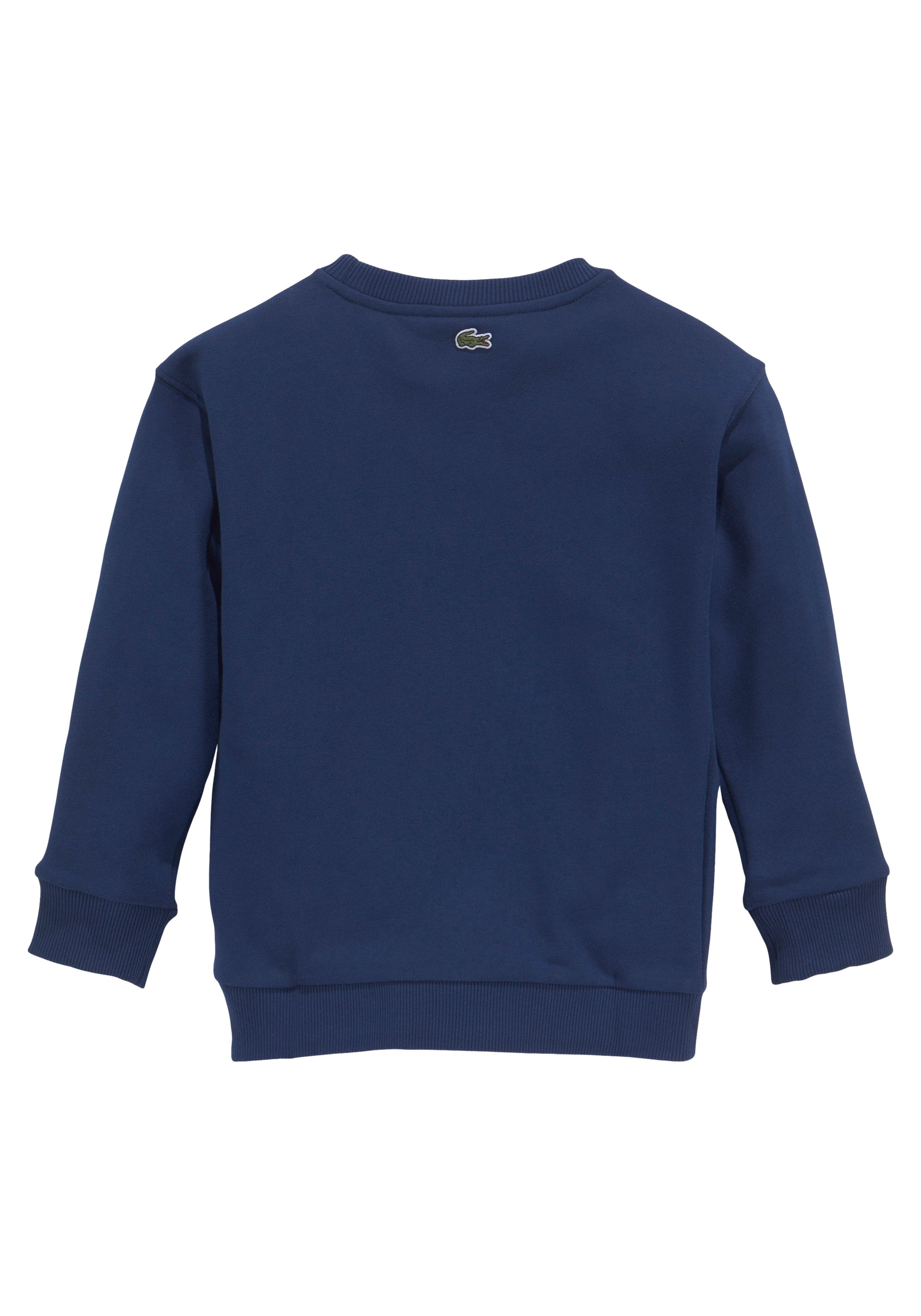 Lacoste Sweatshirt Kinder auf Junior Brust blau der modernem Labeldruck MiniMe,mit Kids