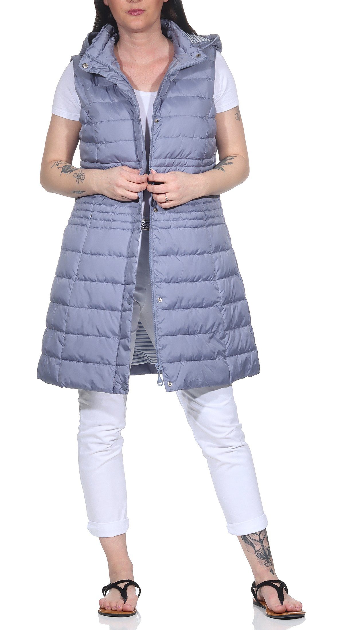 Aurela Damenmode Longweste Damen Steppweste sommerliche günstig online kaufen