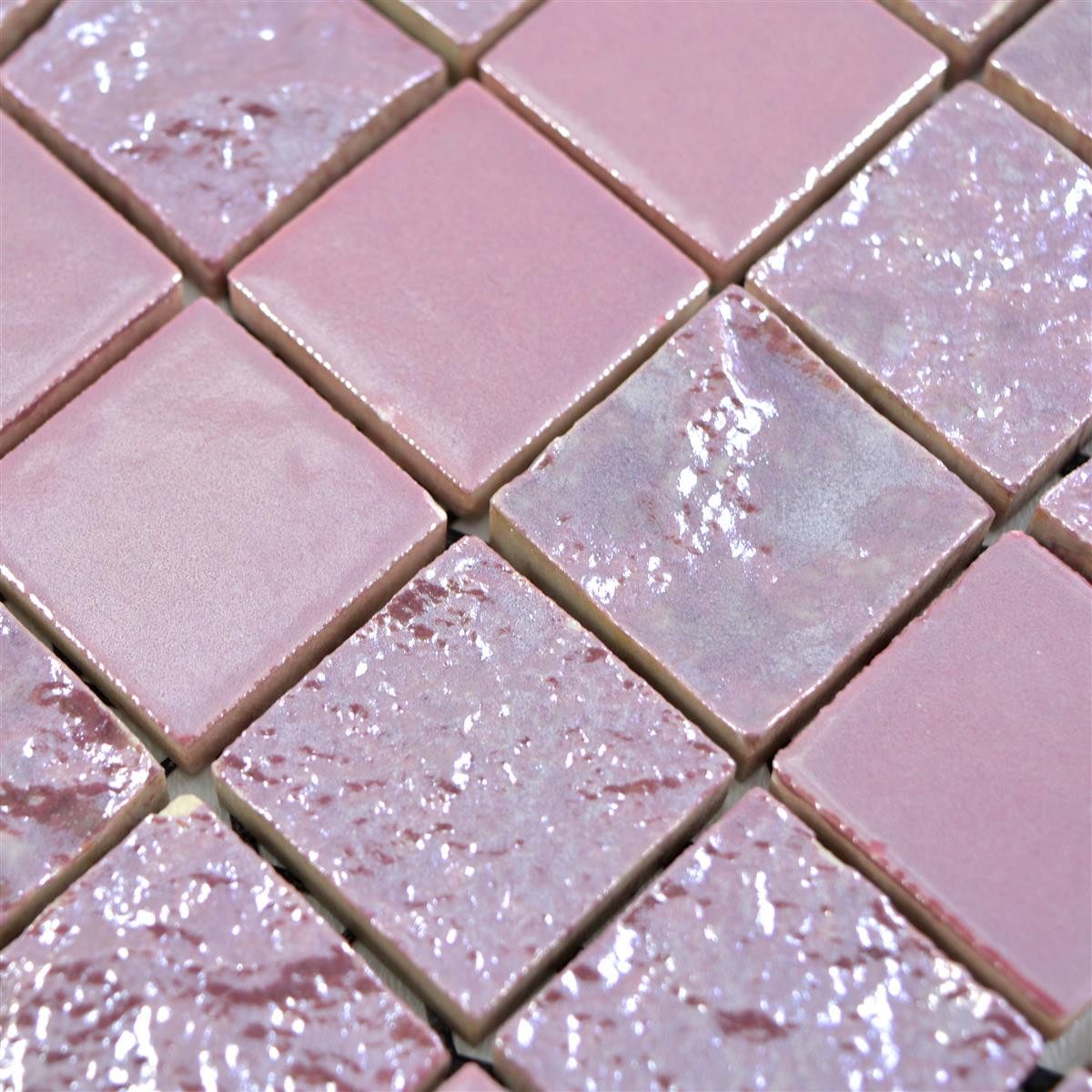 Mosafil Mosaikfliesen Keramikmosaik Fliesen Shogun 3D, Keramik 31.600x31.600, pink, Verlegefertig auf ein Netz geklebt - Frostsicher - Wasserfest