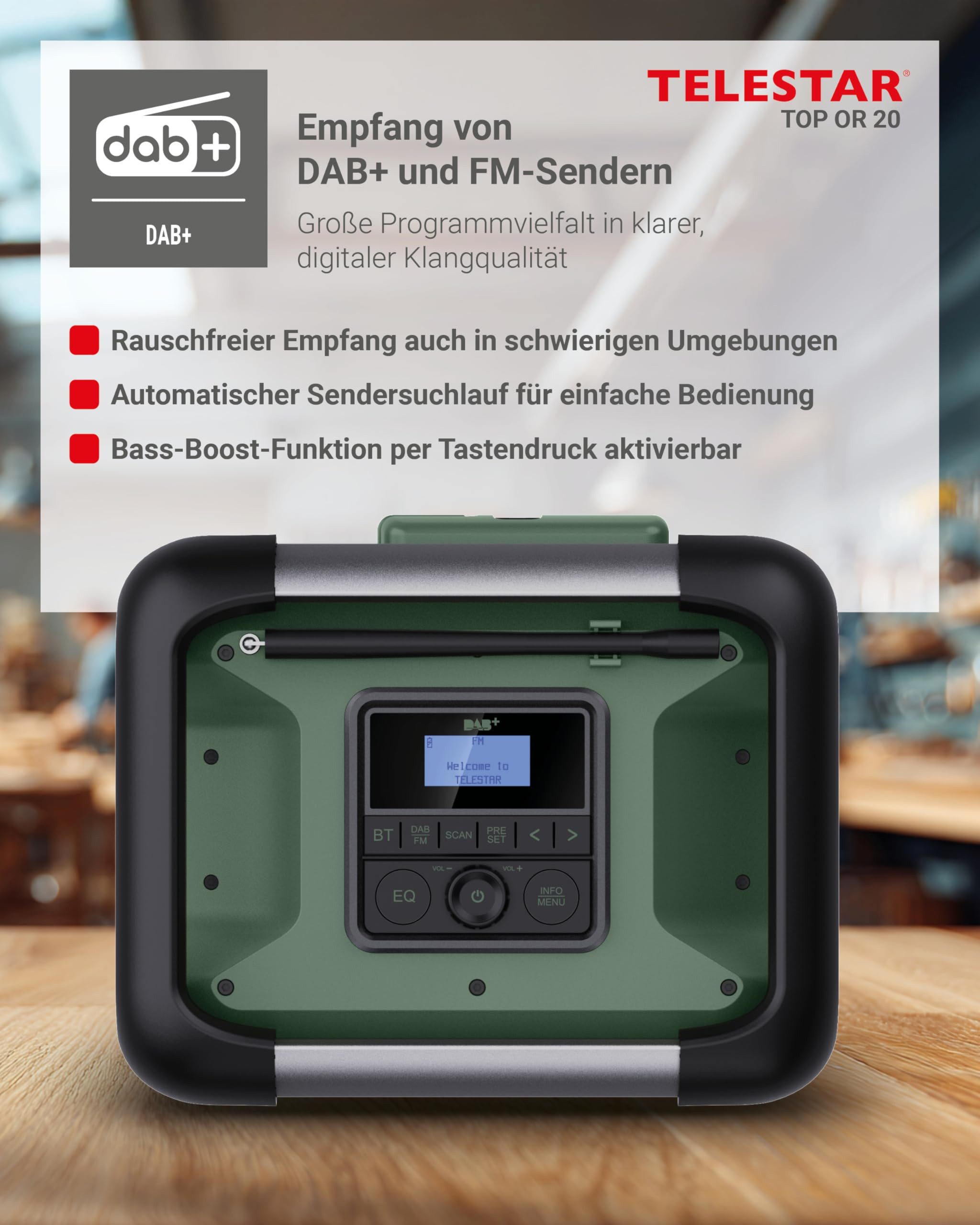 TELESTAR TOP OR 20 Radio (DAB+ Baustellenradio mit robustem Gehäuse)