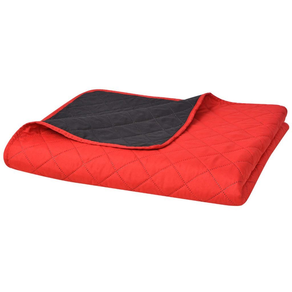 vidaXL Einziehdecke 220 x 240 cm Zweiseitige Steppdecke Tagesdecke Rot Schwarz 220x240cm