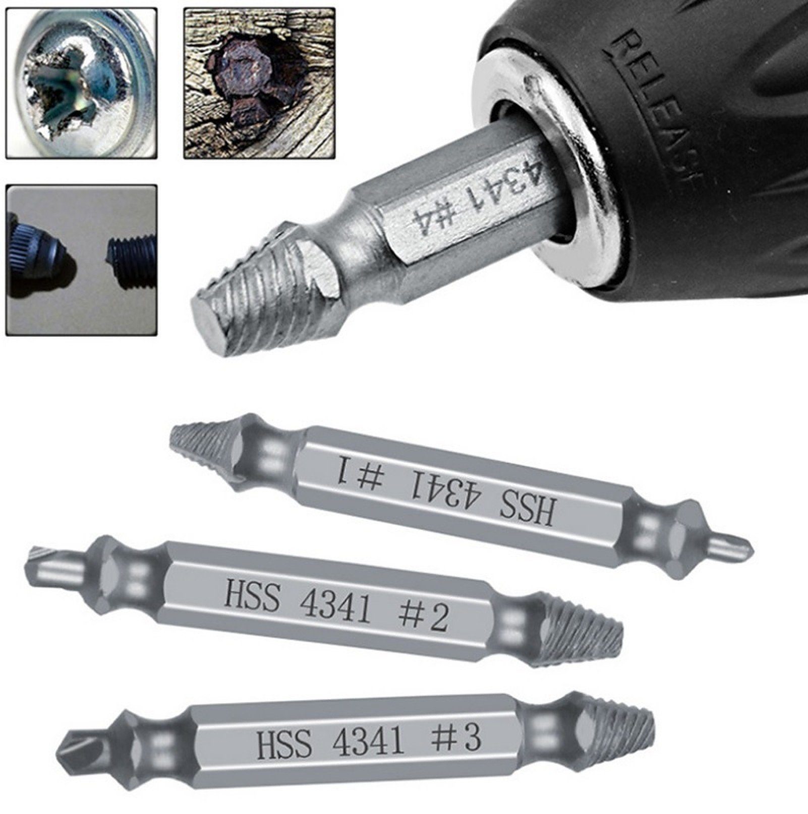 BAYLI Multitool Beschädigte Schraubenausdreher Satz 6-tlg., Speed Out Linksausdreher