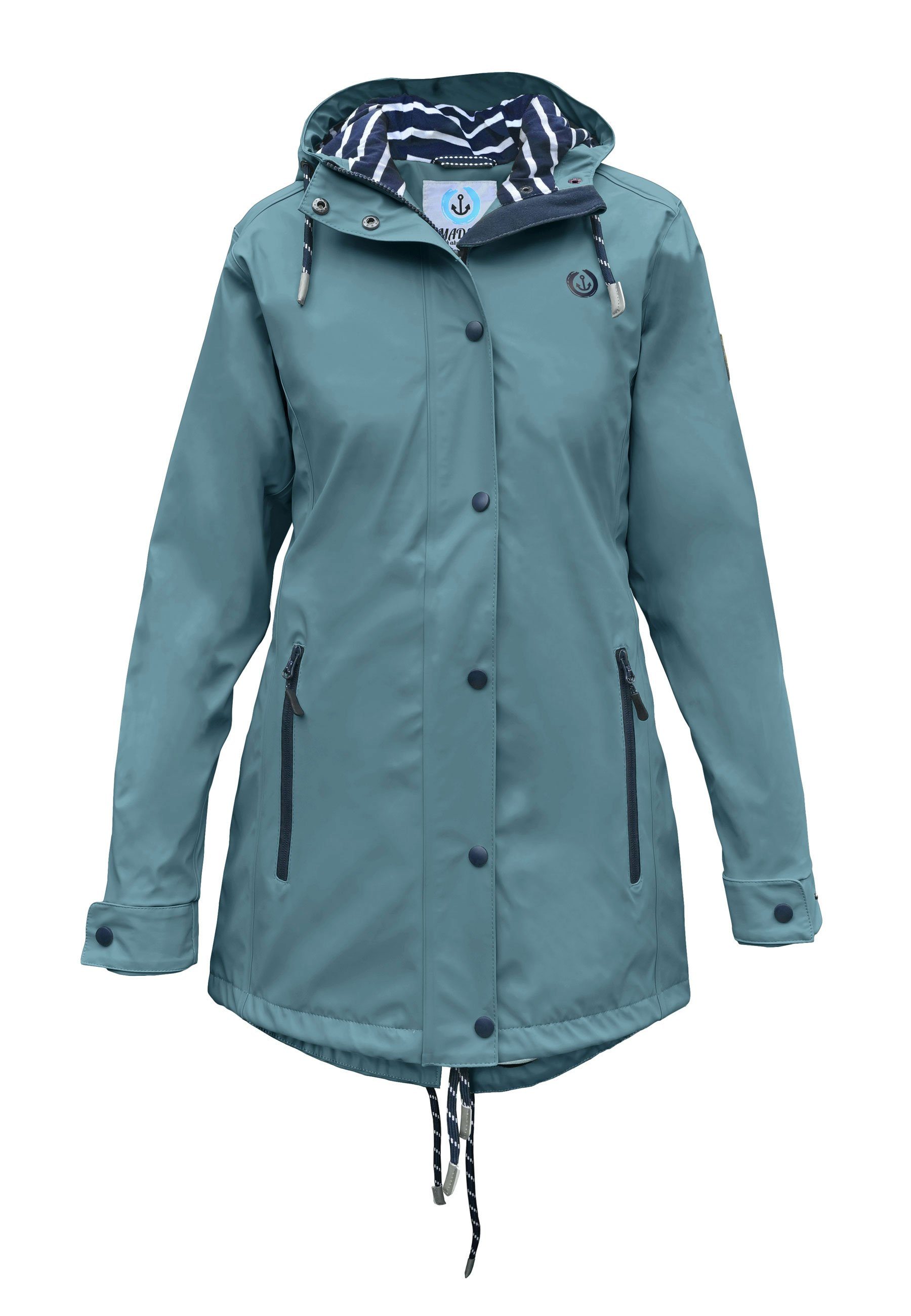 MADSea Regenjacke taillierter Regenmantel mit maritimen Innenfutter