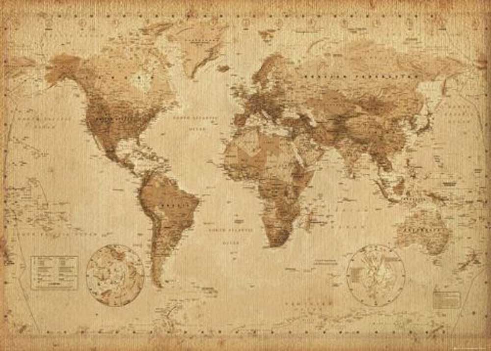 Poster Landkarten World Map - Mini-Poster - antique style