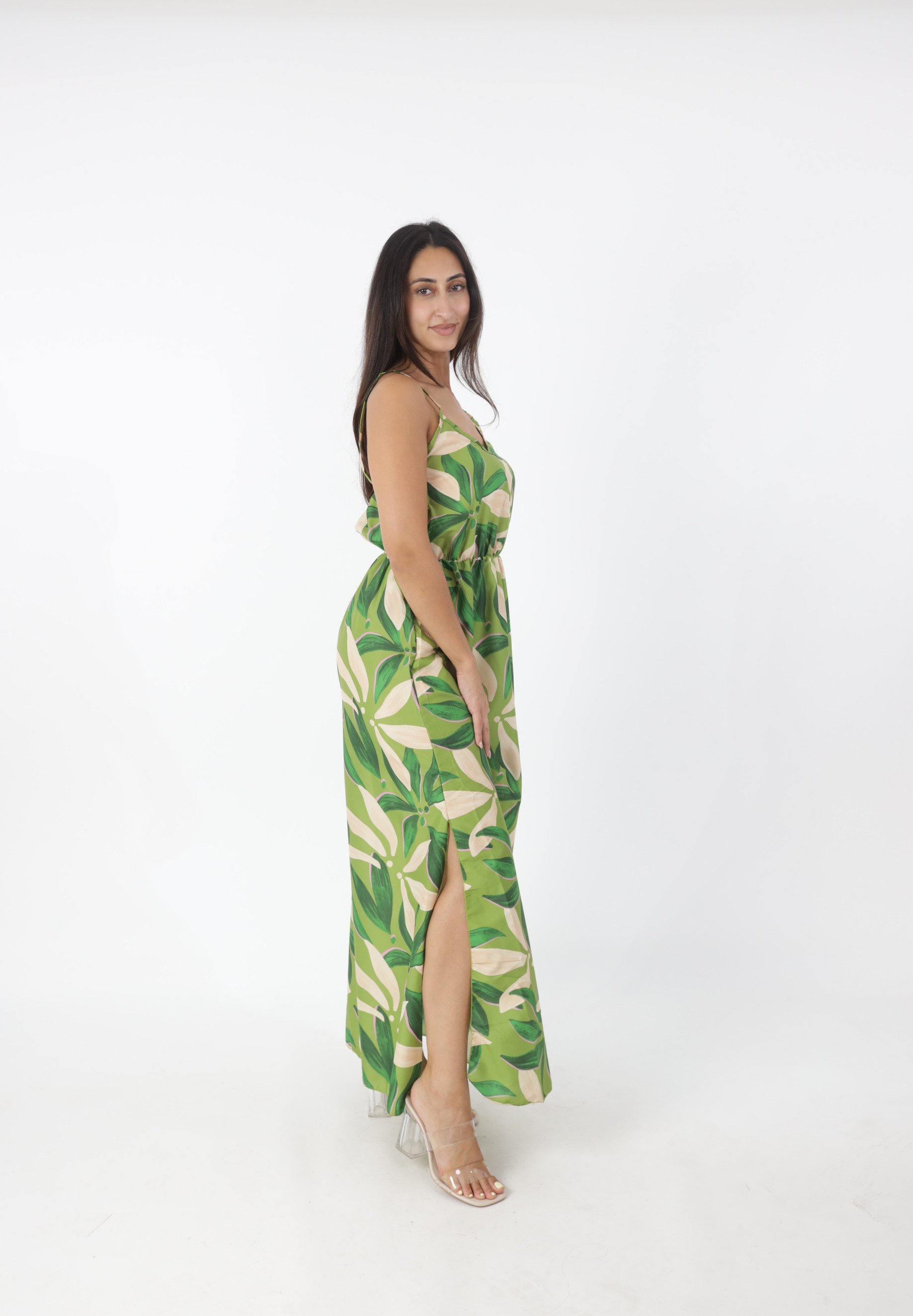 Elara Sommerkleid Maxikleid mit modernem Muster – Sommerliches Kleid mit V-Ausschnitt mit Muster