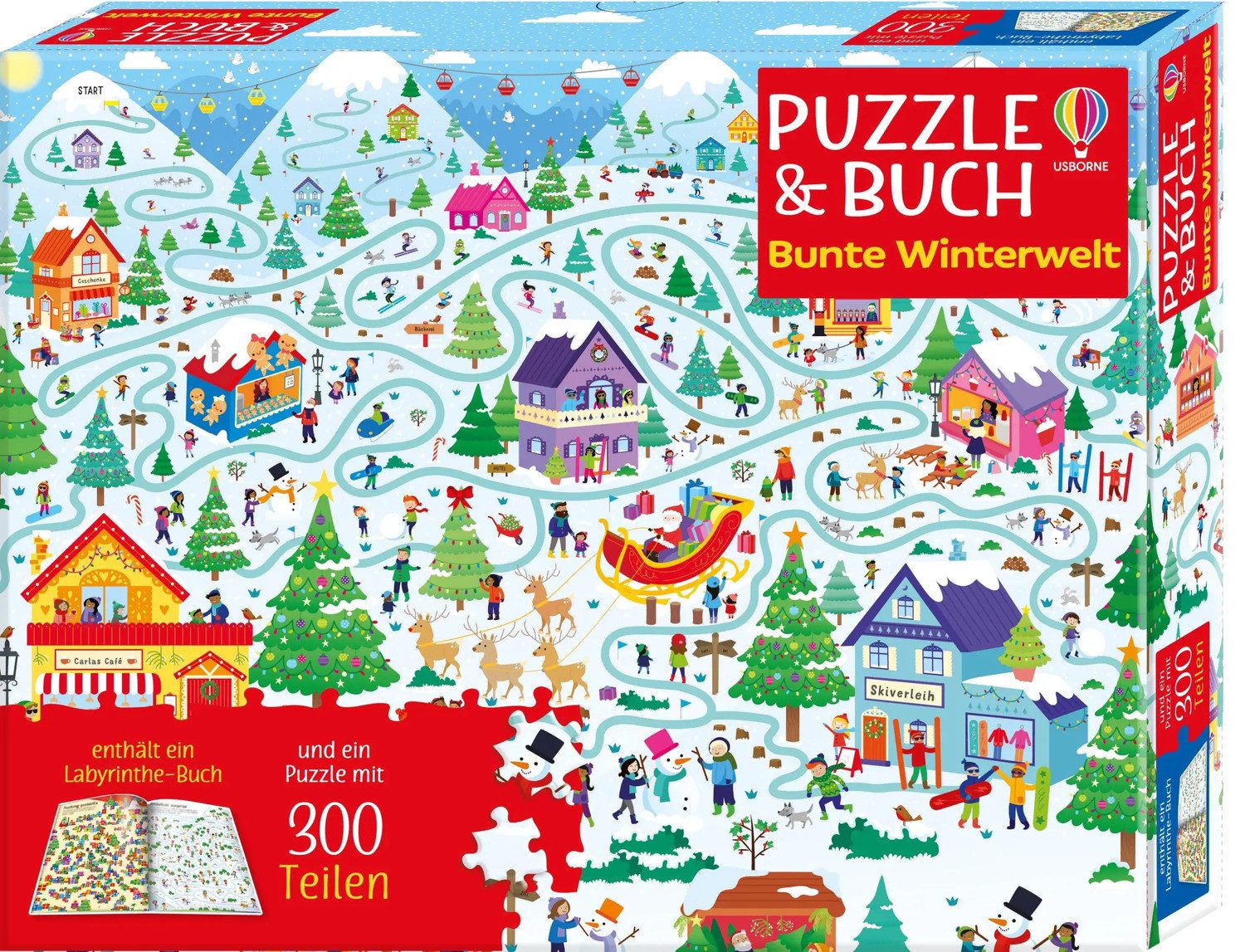Usborne Verlag Puzzle Puzzle & Buch: Bunte Winterwelt, 300 Puzzleteile