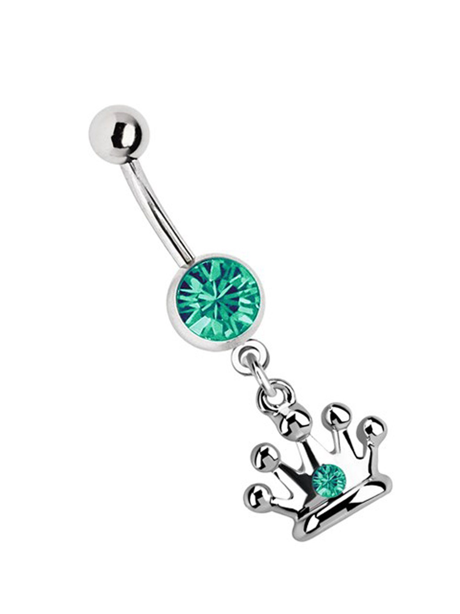 Adelia´s Bauchnabelpiercing Piercing Piercing Bauchnabelpiercing, 316l Stahl Banane - Anhänger mit türkis Krone