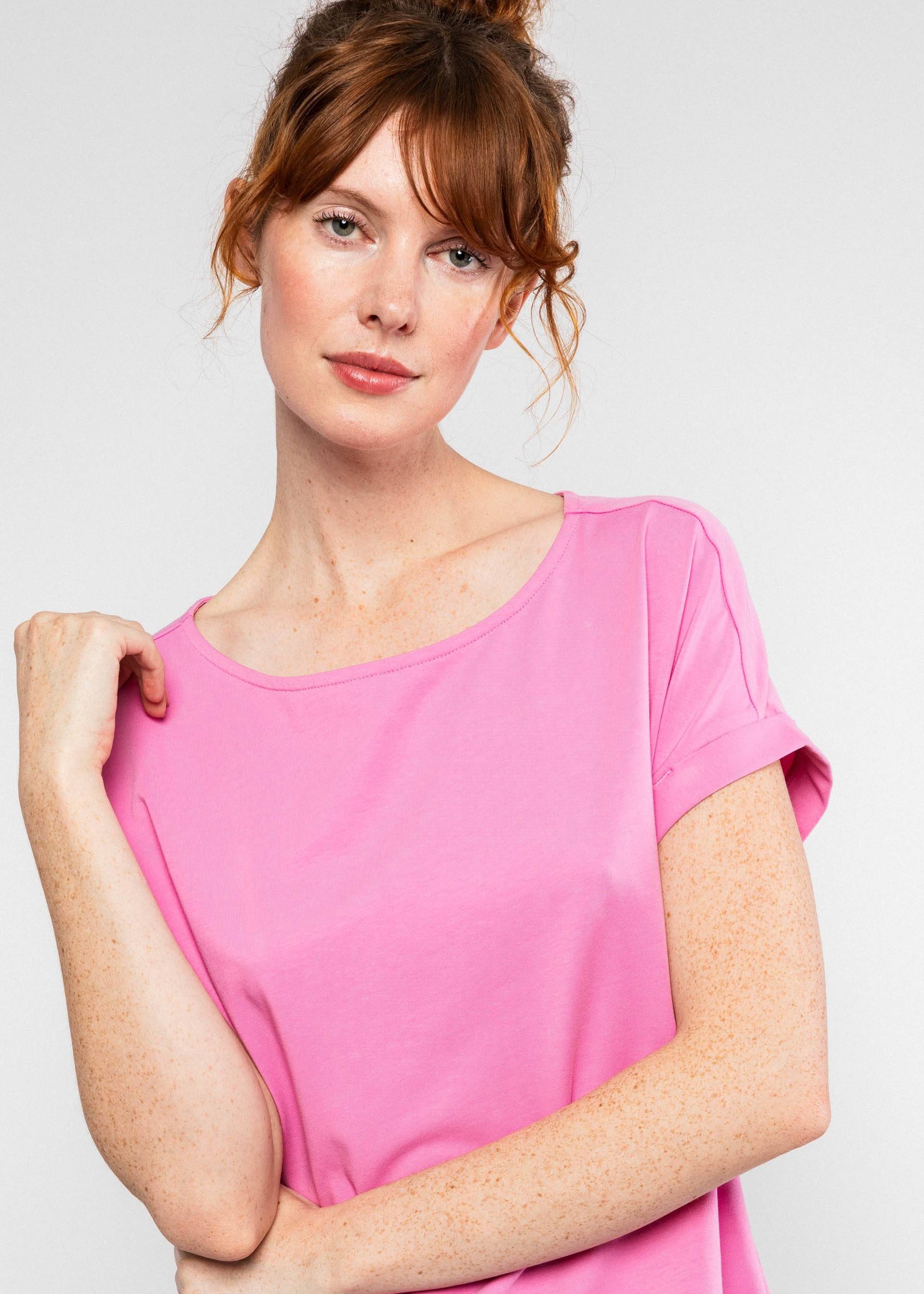 Blutsgeschwister T-Shirt - Damen T-Shirt rosa - Baumwolle - U-Boot-Ausschnitt - lockeres Kurza