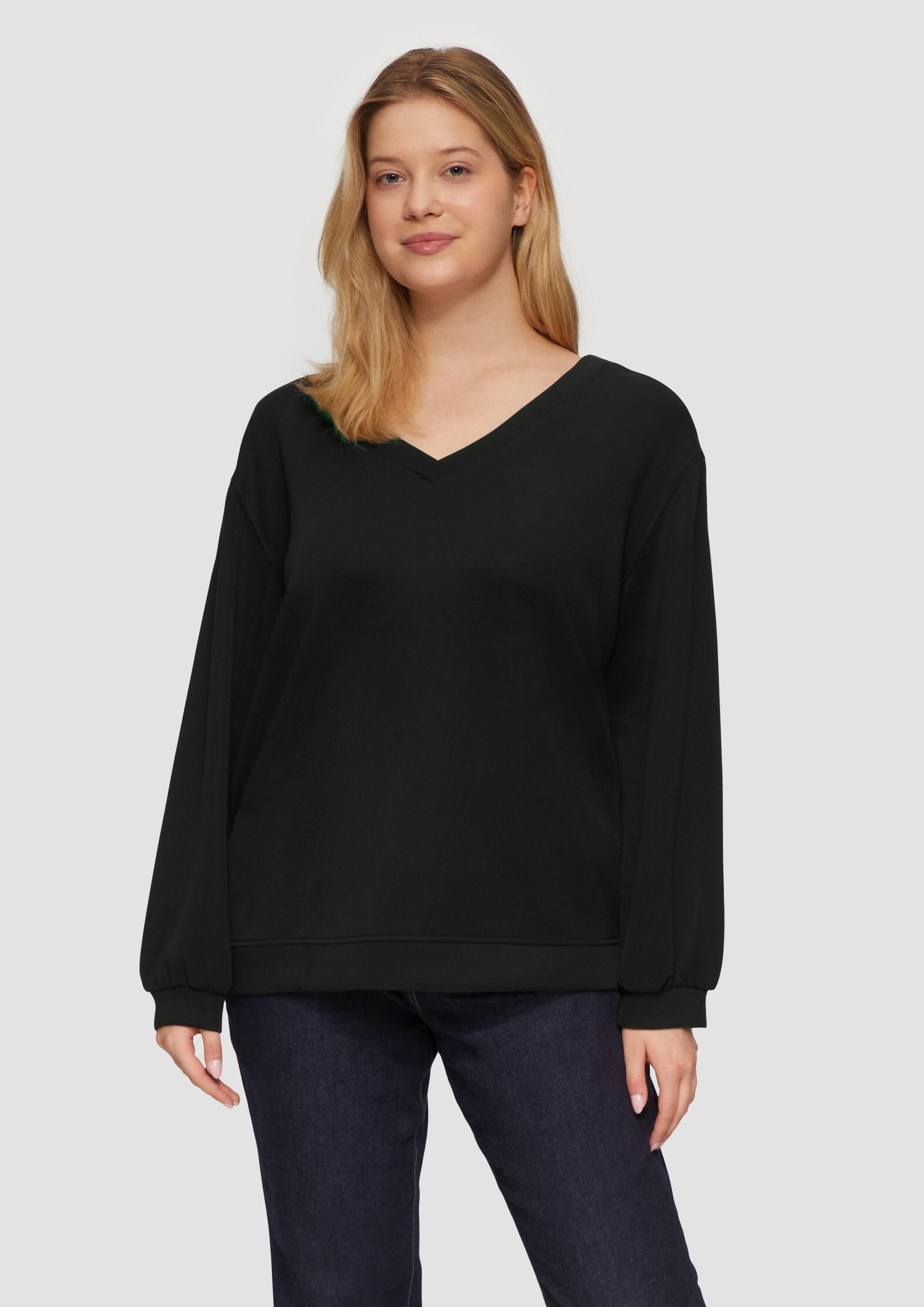 s.Oliver Sweatshirt Sweatshirt Scuba-Sweatshirt mit V-Ausschnitt günstig online kaufen