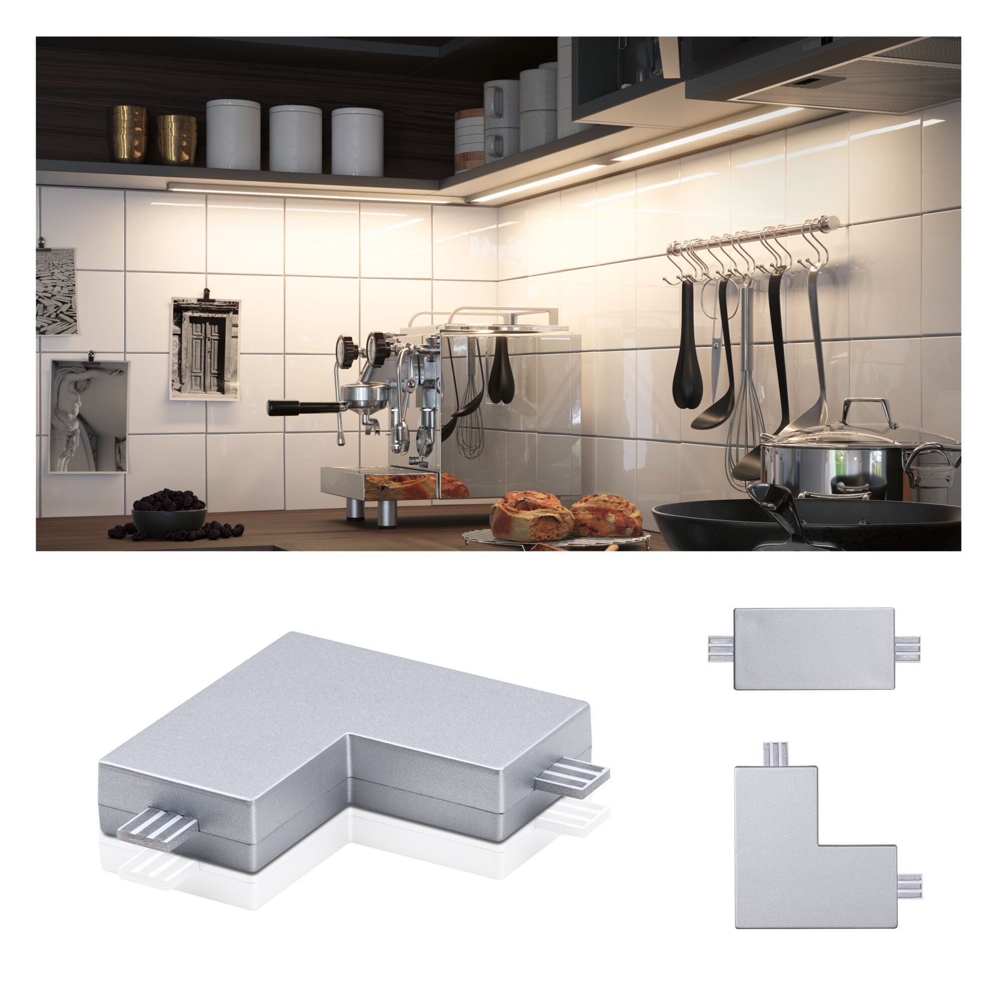 Paulmann Clever Connect Verbinder Barre 50x50 mm Chrom matt Lampen-Verbindungskabel