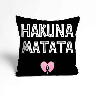 Kissenbezug Hakuna Matata - Herz - think pink club - Cancer - Pinktober, queence (1 Stück), Kissenhülle - Zierkissenbezug - 40x40 cm