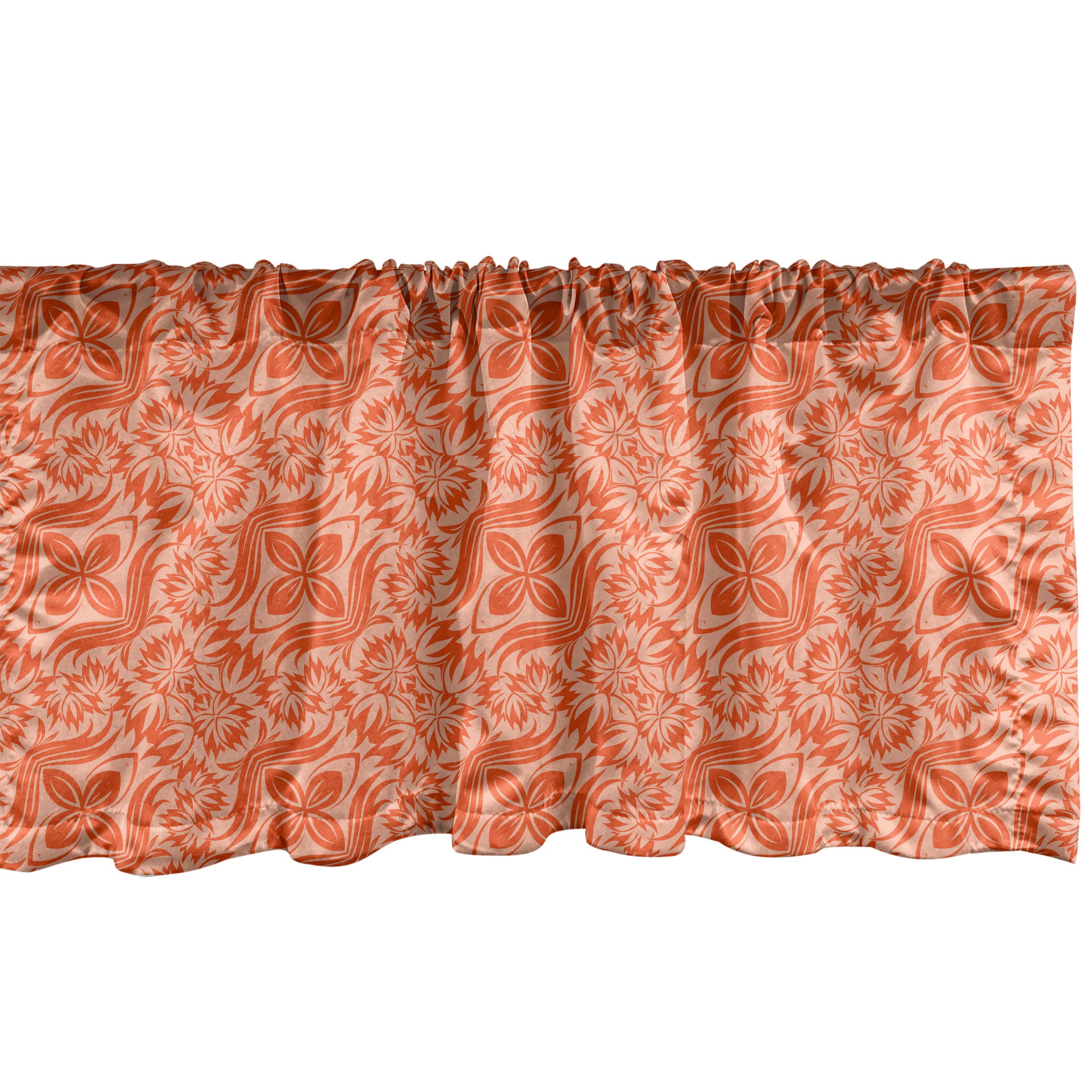Scheibengardine Vorhang Volant für Küche Schlafzimmer Dekor mit Stangentasche, Abakuhaus, Microfaser, Ethnisch Chrysanthemum Maximum