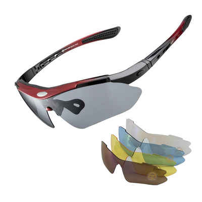 ROCKBROS Fahrradbrille 10001, (Sonnenbrille, Sportbrille), UV Schutz 400, Verstellbar