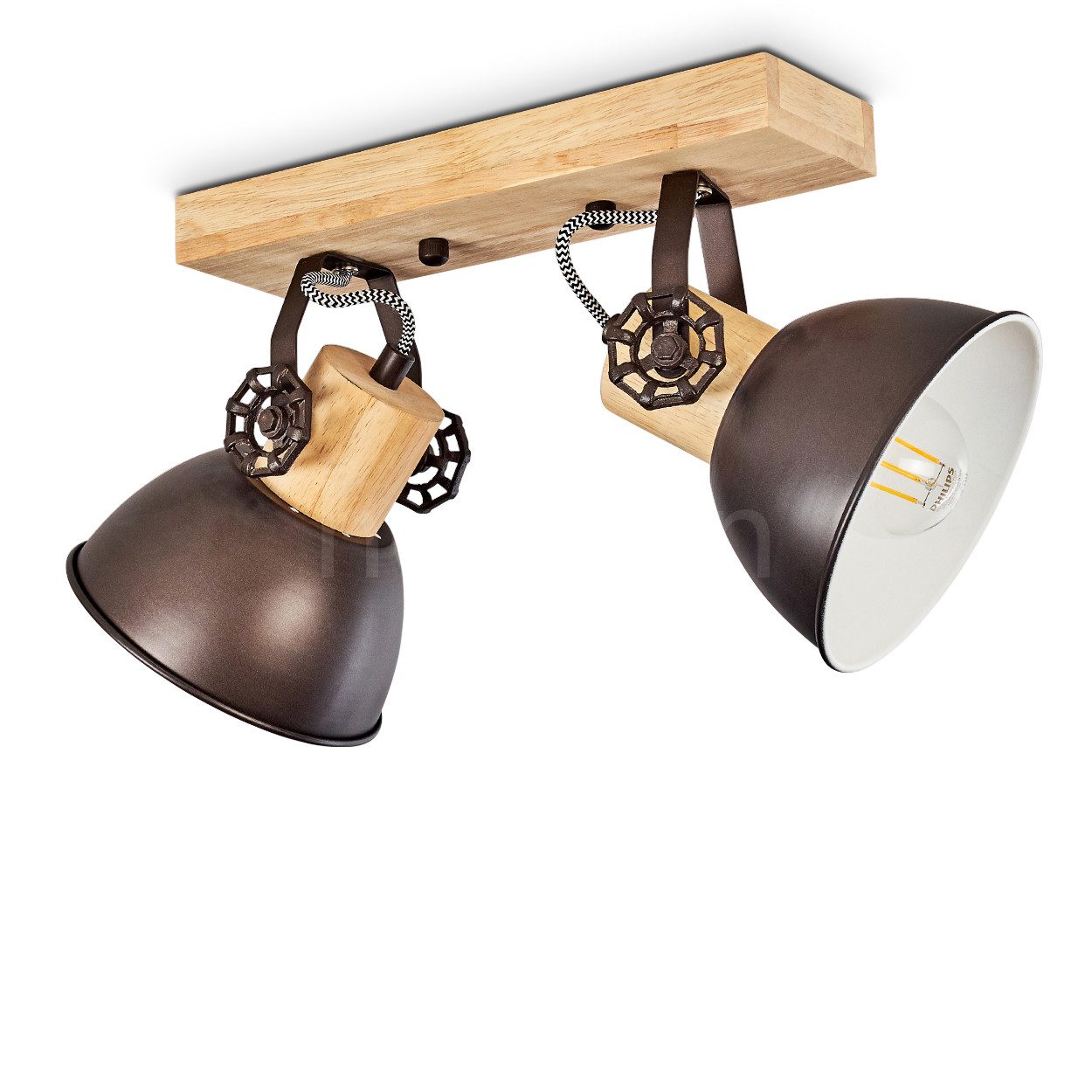 hofstein Deckenleuchte »Cotes« Deckenlampe aus Metall/Holz in Anthrazit/Wei günstig online kaufen