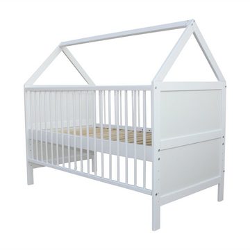 Micoland Kinderbett Babybett Kinderbett Juniorbett Bett Haus 140x70cm weiß 0 bis 6 Jahre