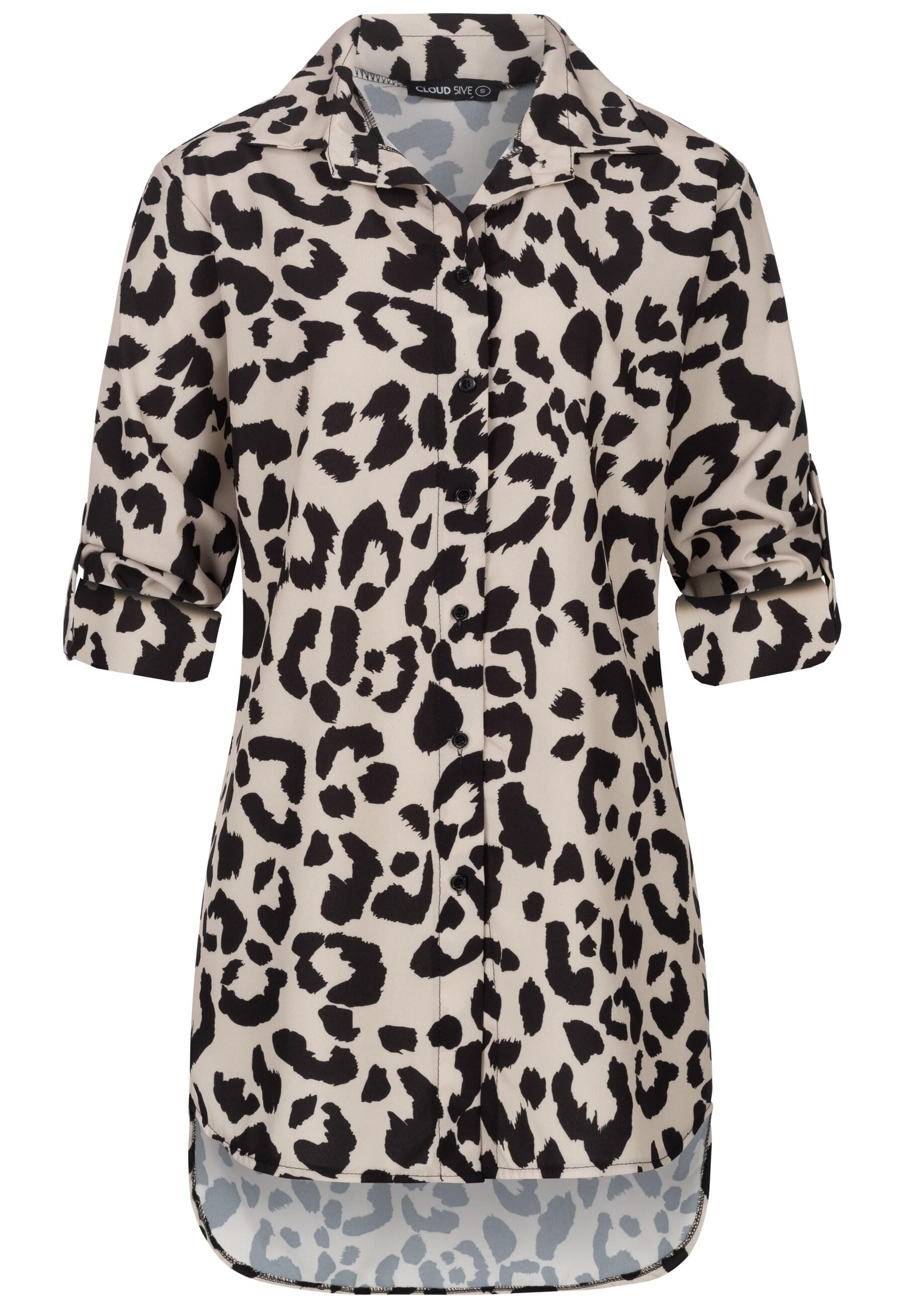 CLOUD 5IVE Klassische Bluse CLOUD 5IVE Leo All Over Turn-Up Bluse günstig online kaufen