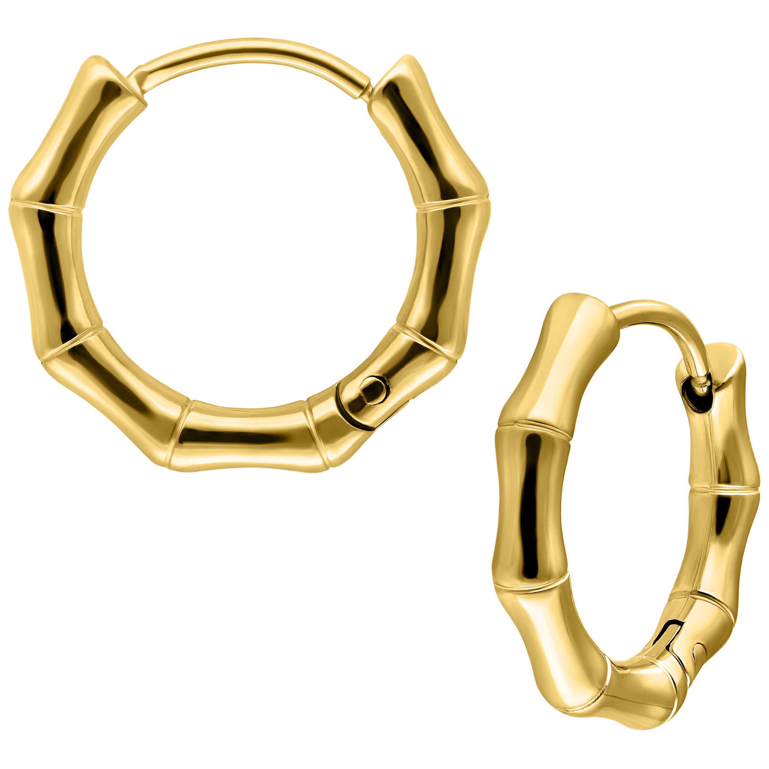 Paar Ohrhänger Little Basic Bamboo Hoops Pairs 10 mm - Metal doré