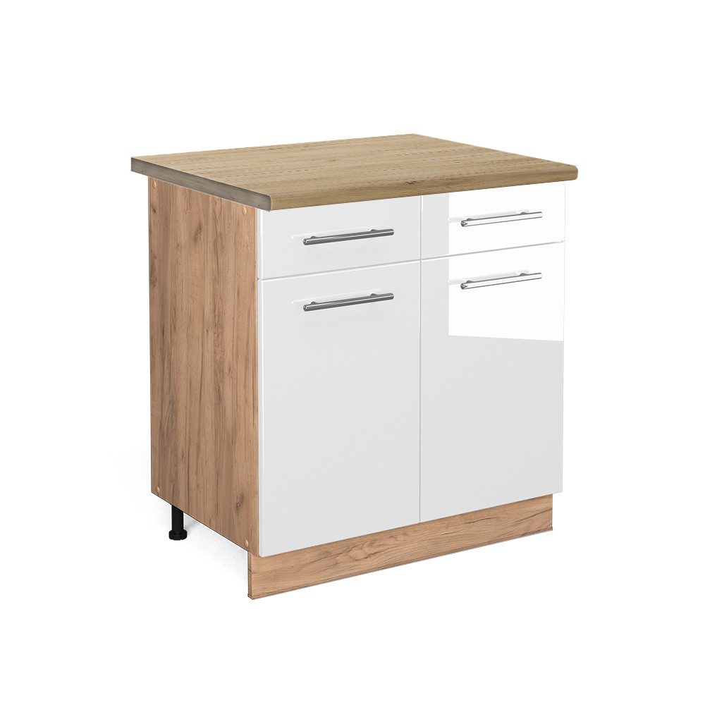 Vicco Unterschrank Fame-Line, Weiß Hochglanz/Goldkraft Eiche, günstig online kaufen