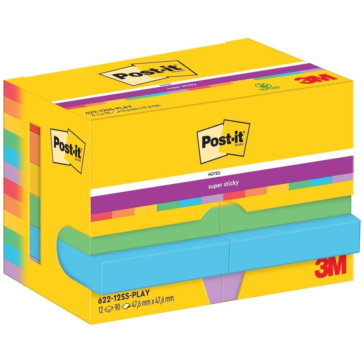 Post-it Notes Haftnotizblock Haftnotiz Super Sticky Notes Playful Collection 47,6x47,6mm 90 Blatt V