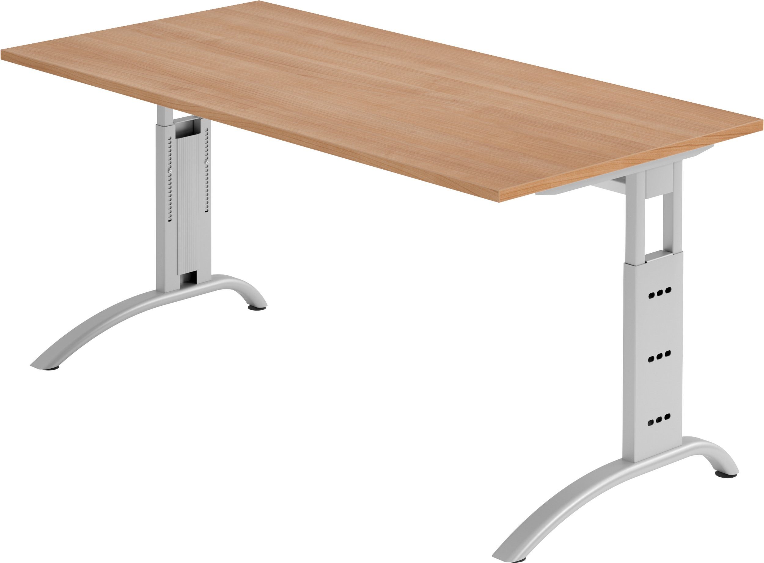 bümö Schreibtisch Schreibtisch Serie-F, Nussbaum x Silber Rechteck: Dekor: - cm 80 Gestell: - 160